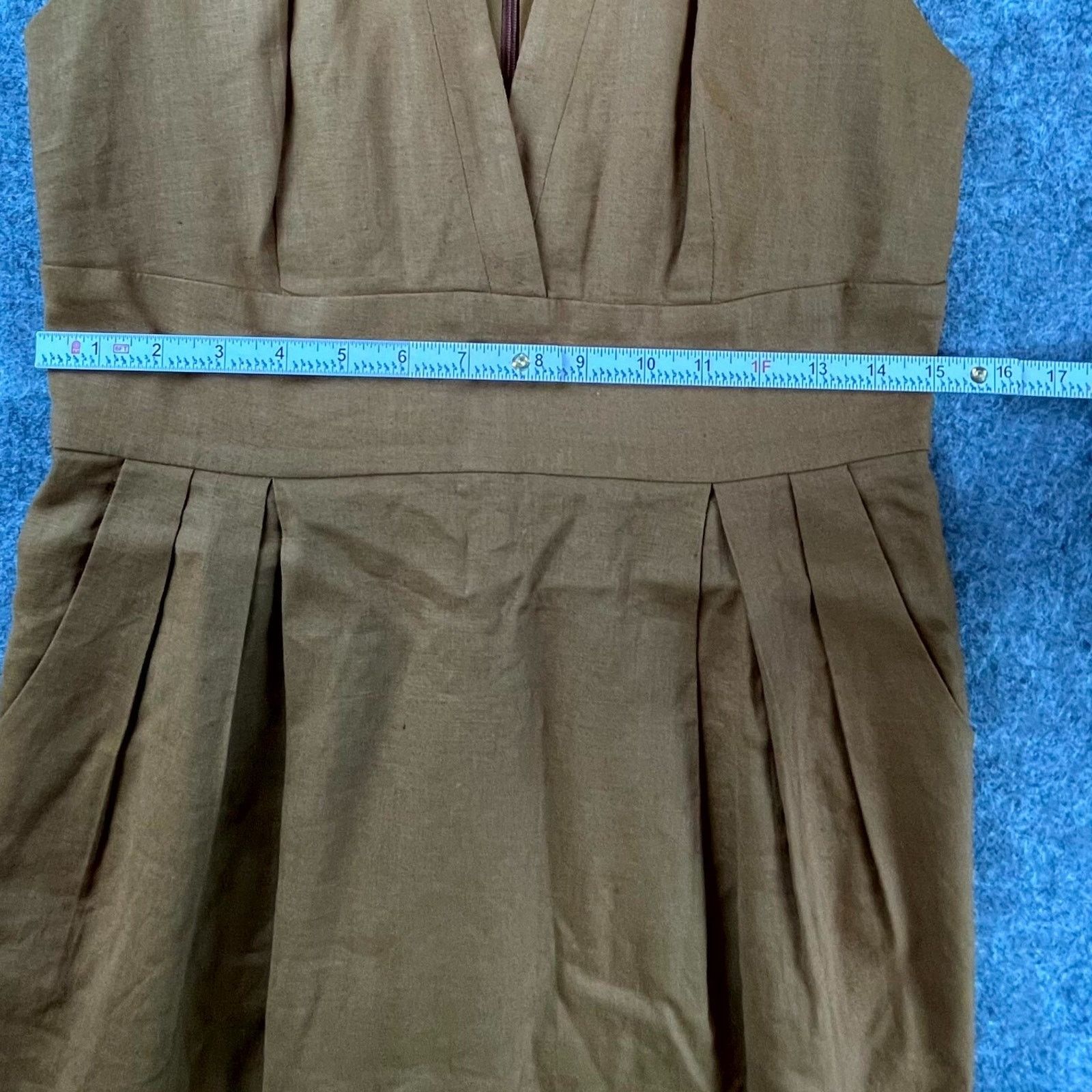 Adam Lippes Adam Lippes Dress 6 Brown Pleated Surplice Neck Minimalist Size M / US 6-8 / IT 42-44 - 6 Thumbnail