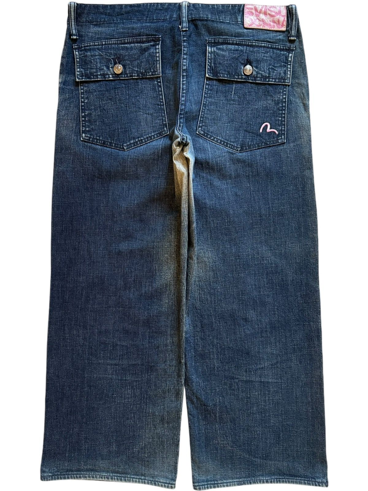 Evisu × Japanese Brand Vintage Evisu Donna Seagull Pocket Baggy Jean Shorts Size 33" - 2 Thumbnail