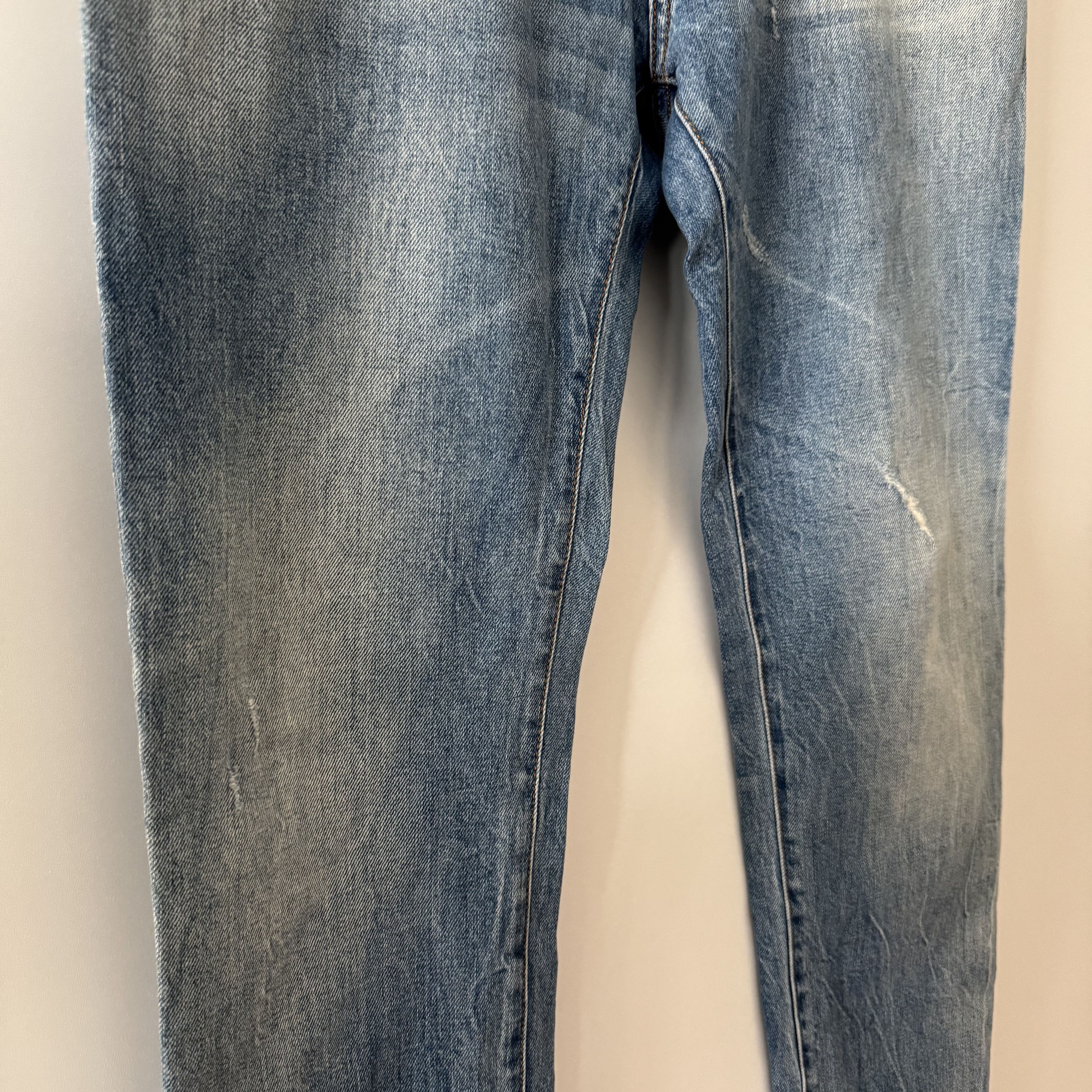 Faith Connexion Faith Connexion Light Blue Slim Fit Denim Jeans Distressed Size US 33 - 4 Thumbnail