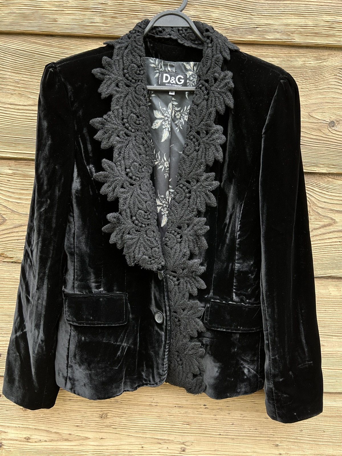 Dolce & Gabbana Vintage Dolce & Gabbana Velour Lace Blazer Skirt Set Bundle Size L / US 10 / IT 46 - 2 Thumbnail