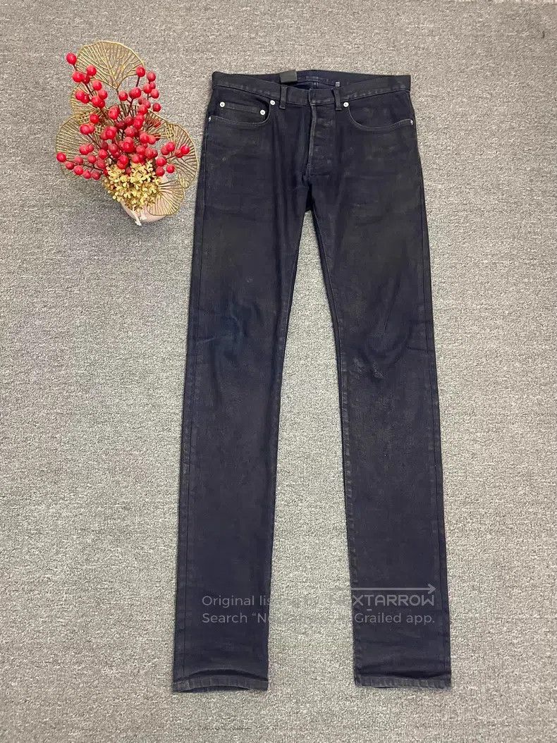 Dior Dior Paint Brushed Gold Dust Deep Blue Stretch Jeans Size US 29 - 1 Thumbnail