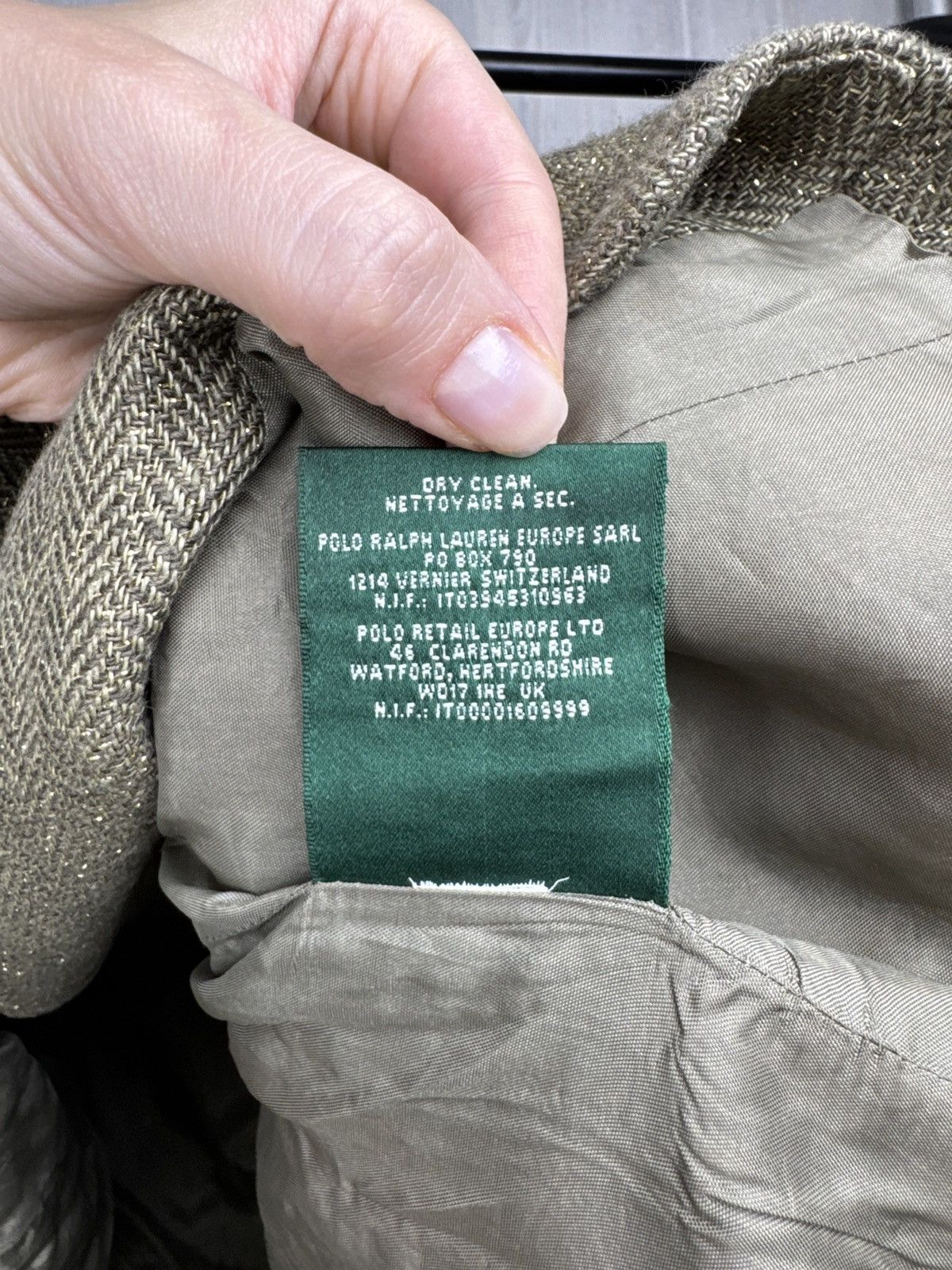 Lauren Ralph Lauren Ralph Lauren Green Gold Metallic Herringbone Blazer Linen Size M / US 6-8 / IT 42-44 - 14 Thumbnail
