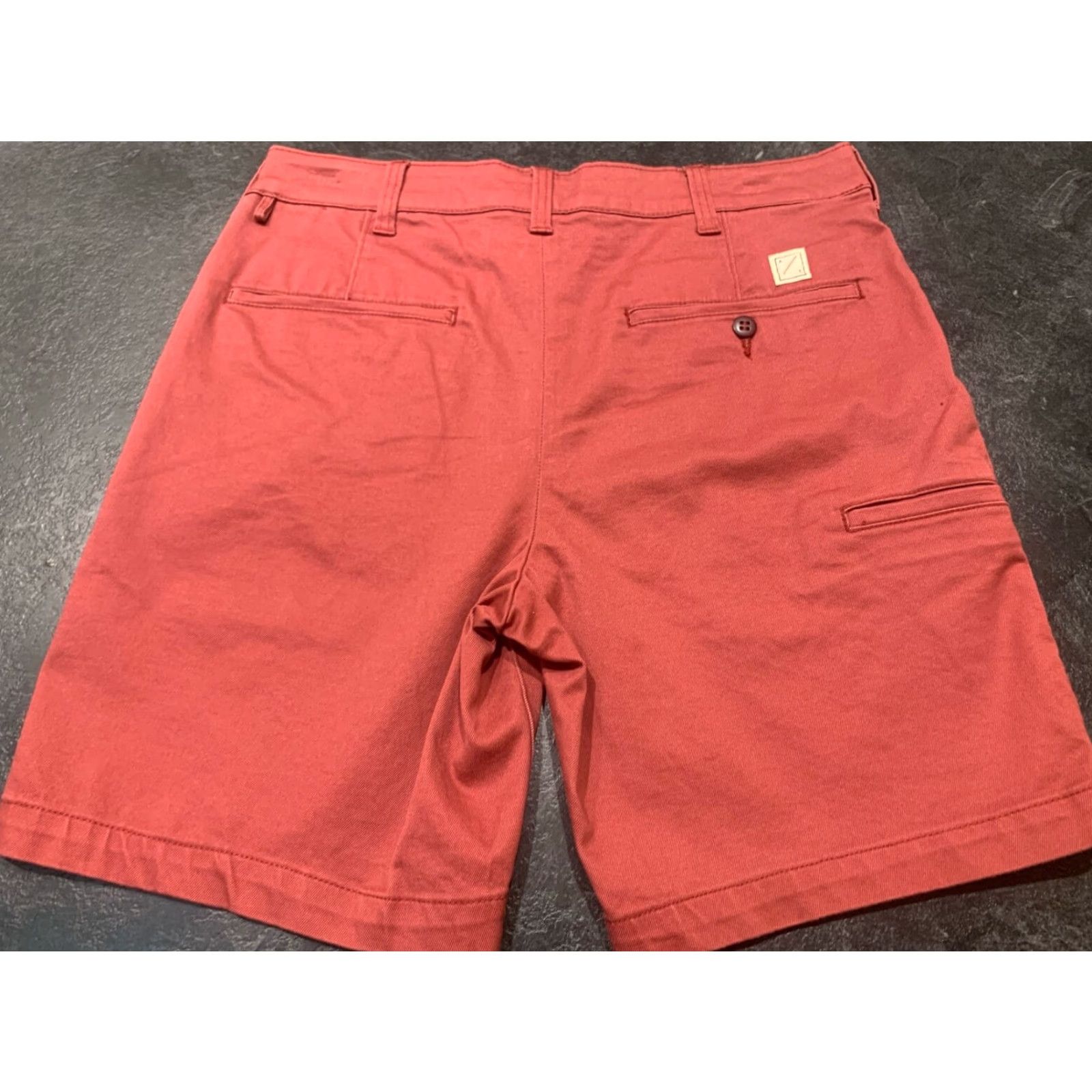 American Eagle Outfitters American Eagle Slim Fit Chino Shorts Men Size 31 Brick Red Cotton Elastane Flat Front Casual 31 Mens Regular Shorts Size US 31 - 3 Thumbnail