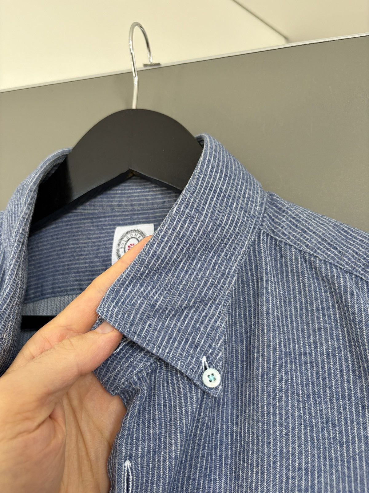 Other Bolzonella Blue Pinstripe Cotton Supersoft Shirt Size US L / EU 52-54 / 3 - 4 Thumbnail