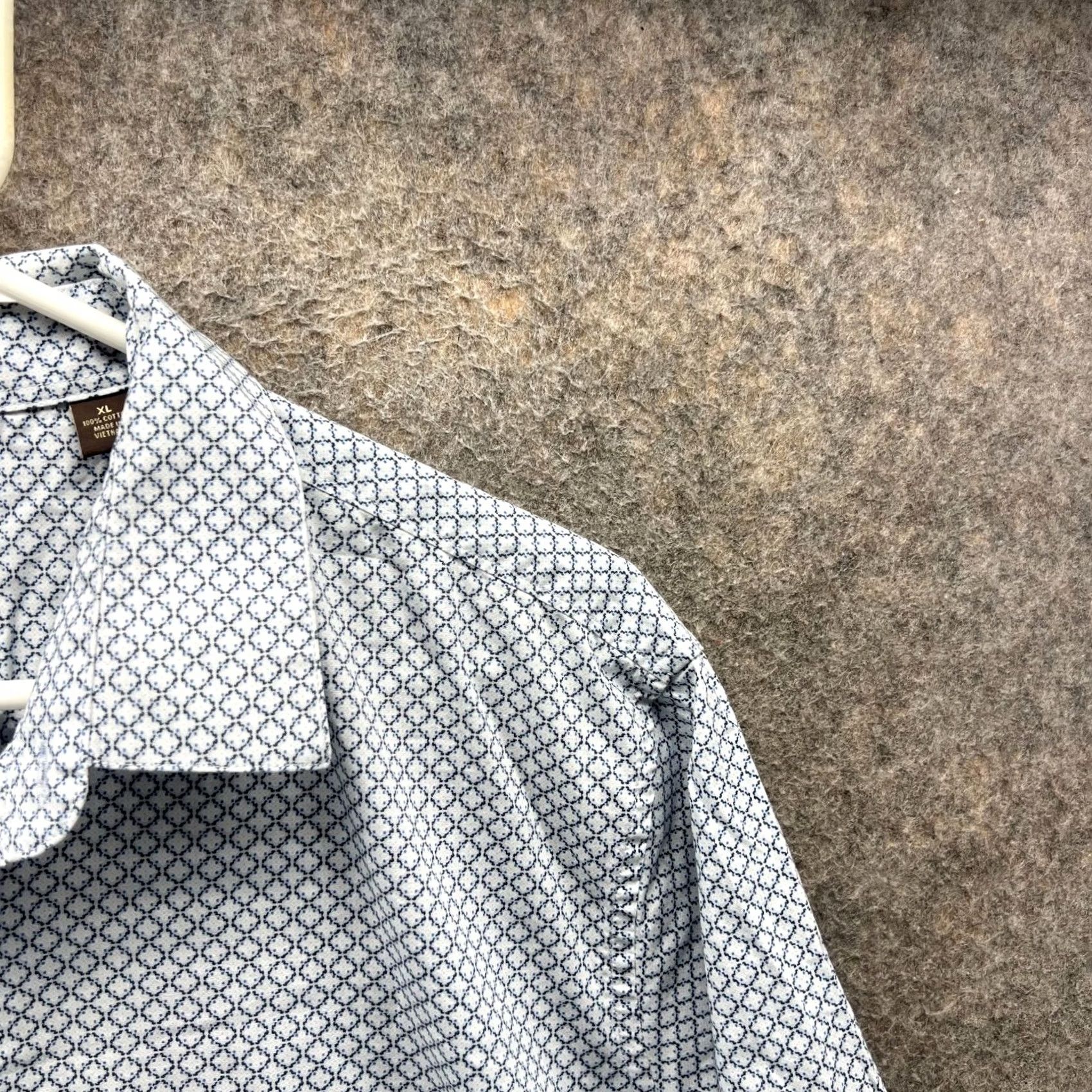 Tasso Elba Tasso Elba Shirt Men XL Blue White Button-Down Long Sleeve Oxford Patterned Dots Argyle Diamond Conversation official Mens XL Blue Oxford Shirt Size US XL / EU 56 / 4 - 5 Thumbnail