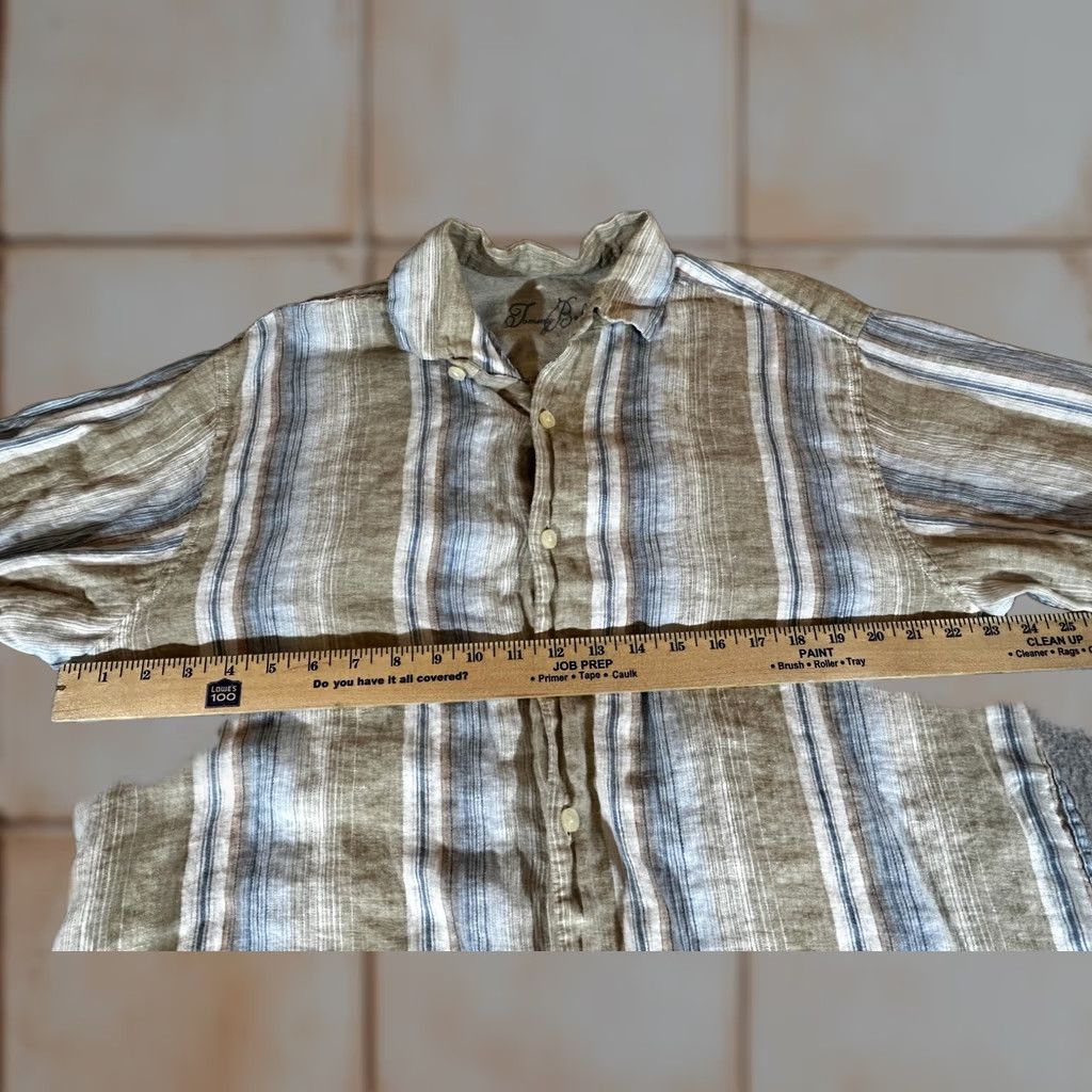 Tommy Bahama Tommy Bahama Shirt Mens Large Linen Stripe Short Sleeve Button Camp Casual Beach Mens L Multicolor Stripe Linen Button-Up Beach Shirt Size US L / EU 52-54 / 3 - 1 Thumbnail
