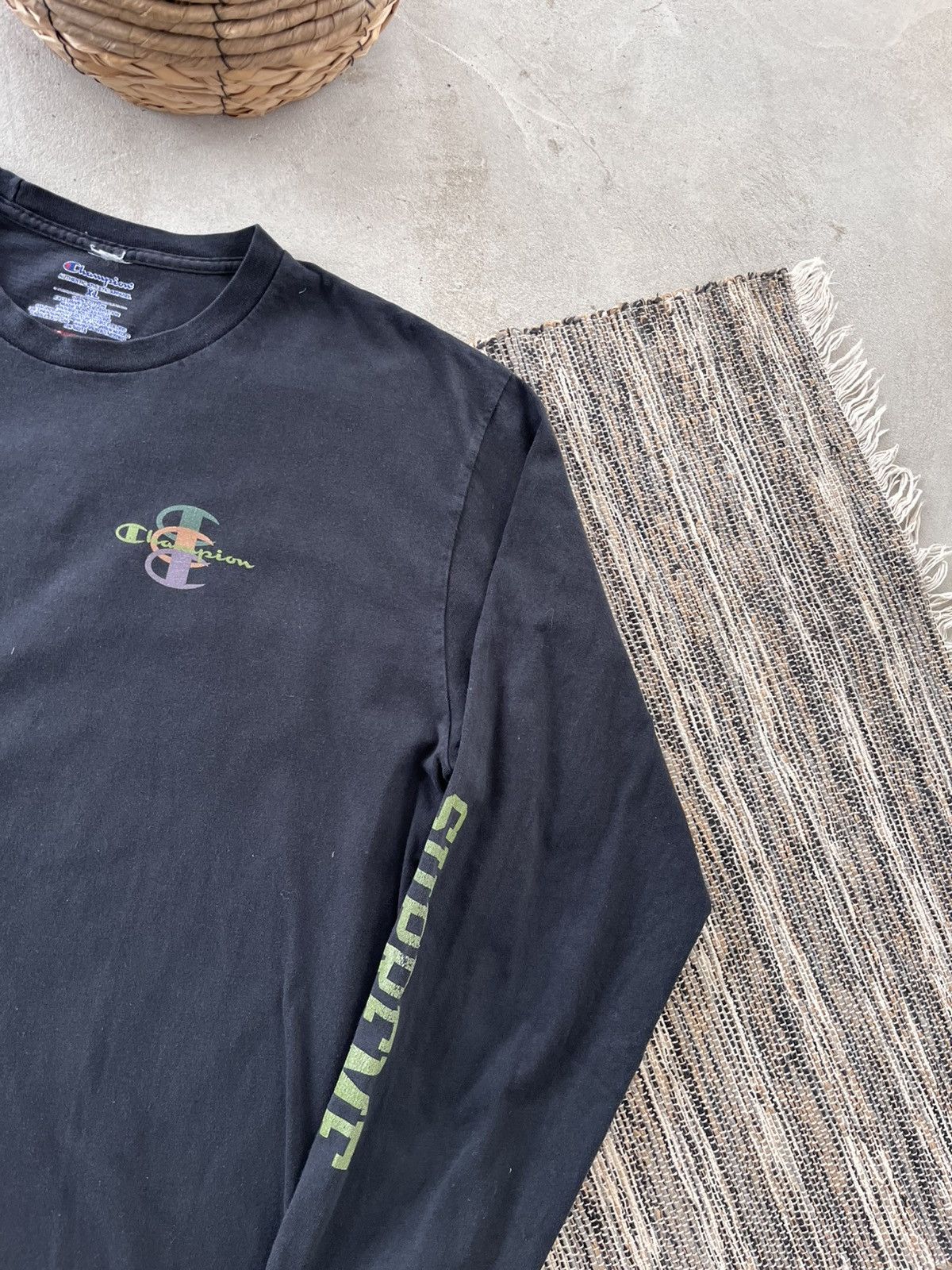 Champion × Supreme Vintage Champion Supreme Faded Black LongSleeve Tshirt Y2K Size US XL / EU 56 / 4 - 6 Thumbnail