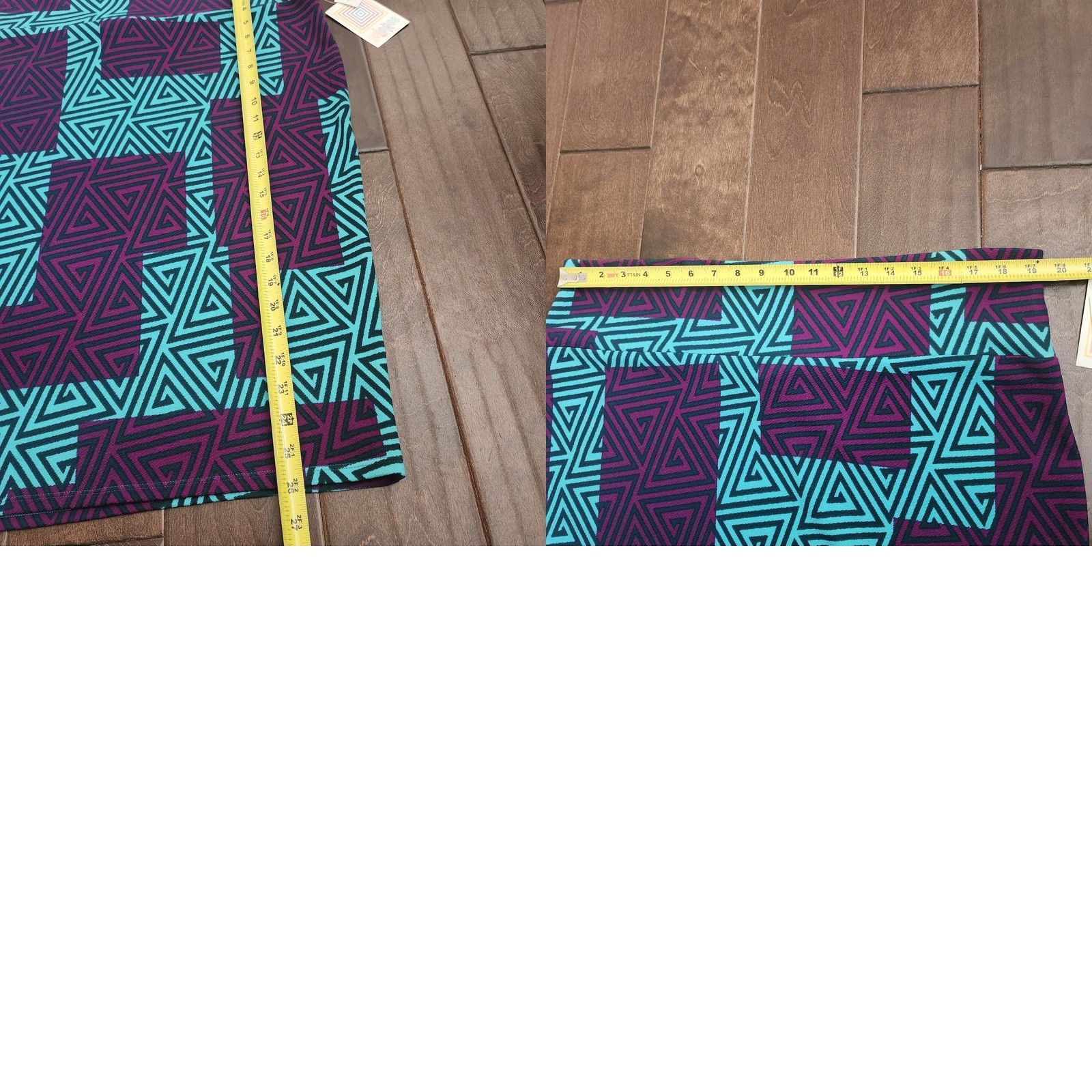 Vintage VINTAGE LuLaRoe Cassie Skirt 3XL Geometric Purple Teal Pencil Stretch NWT Size 40" / US 18 - 8 Thumbnail