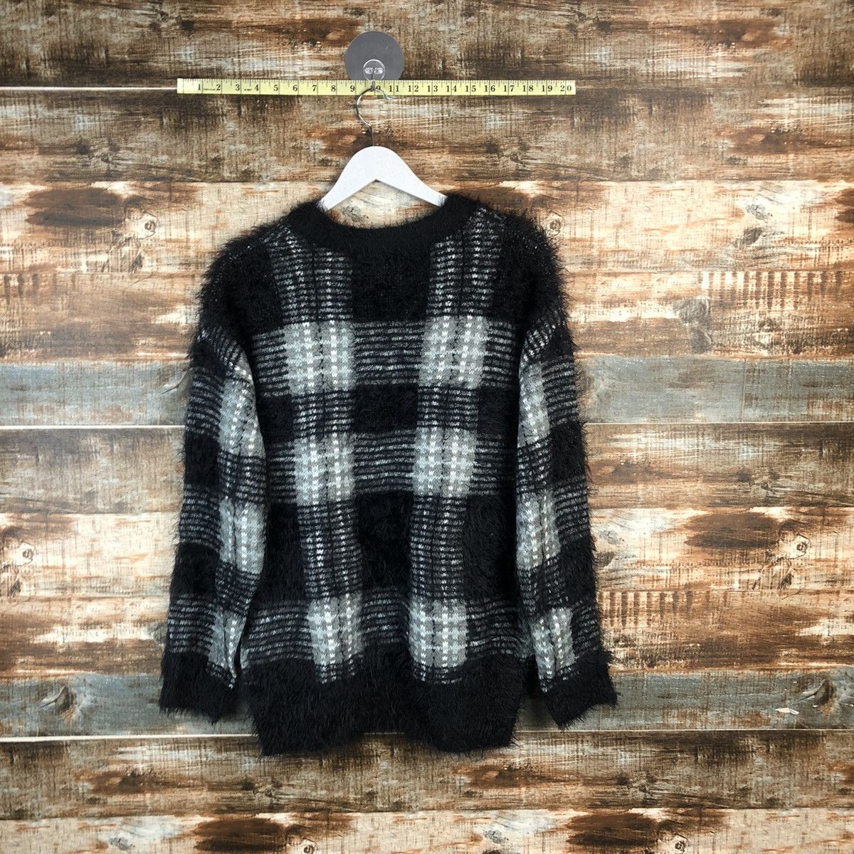 Homespun Knitwear × Japanese Brand DL Azul Black mohair shaggy fur Knitwear #C348 Size US M / EU 48-50 / 2 - 12 Thumbnail