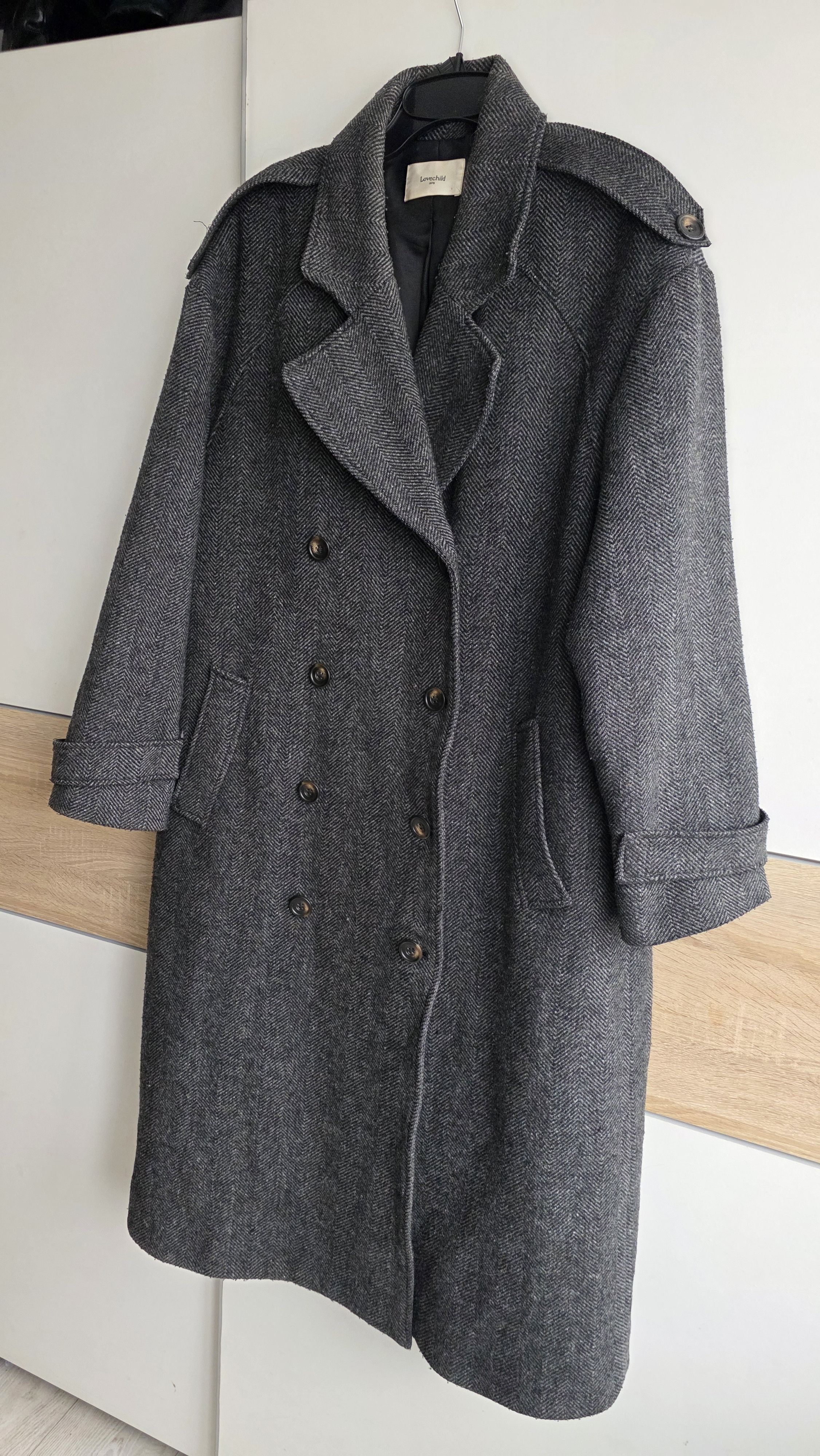 Other Lovechild 1979 – Long herringbone wool coat • classic Size XXL / US 16-18 / IT 52-54 - 3 Thumbnail