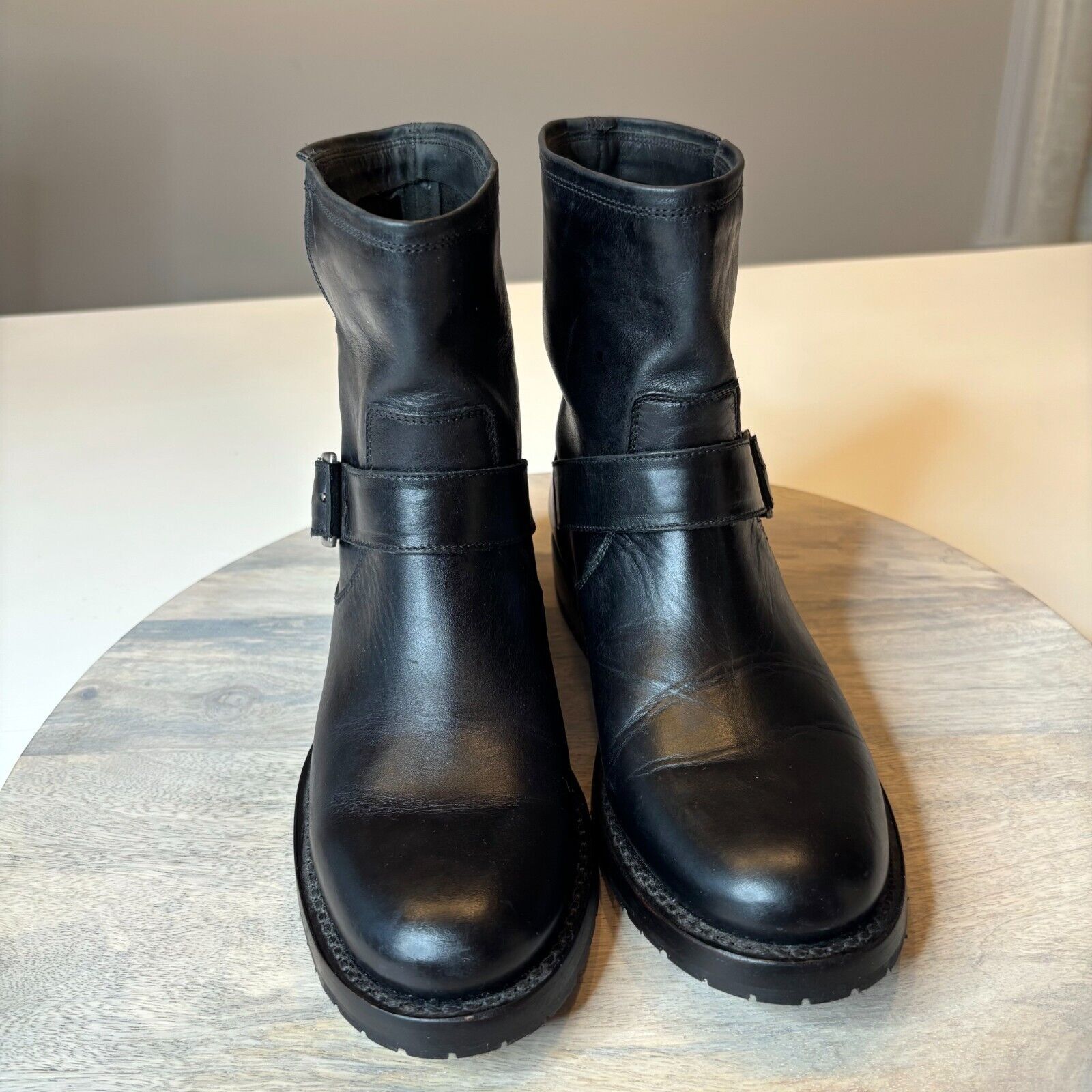 Frye Frye Natalie Engineer Black Leather Short Ankle Boots Sz 5.5 Size US 5.5 / IT 35.5 - 4 Thumbnail