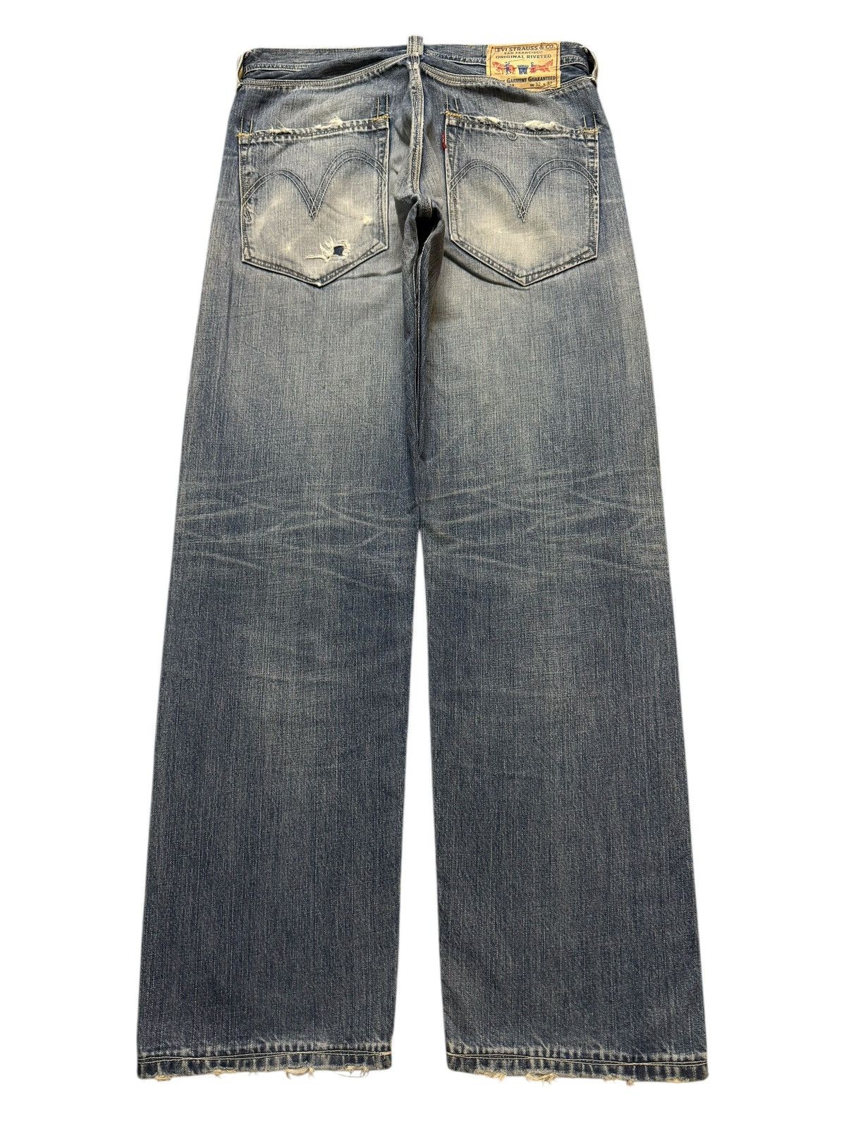 Levi's Vintage Y2K Levis 503 Faded Wash Distress Wide Leg Baggy Size US 32 / EU 48 - 2 Thumbnail