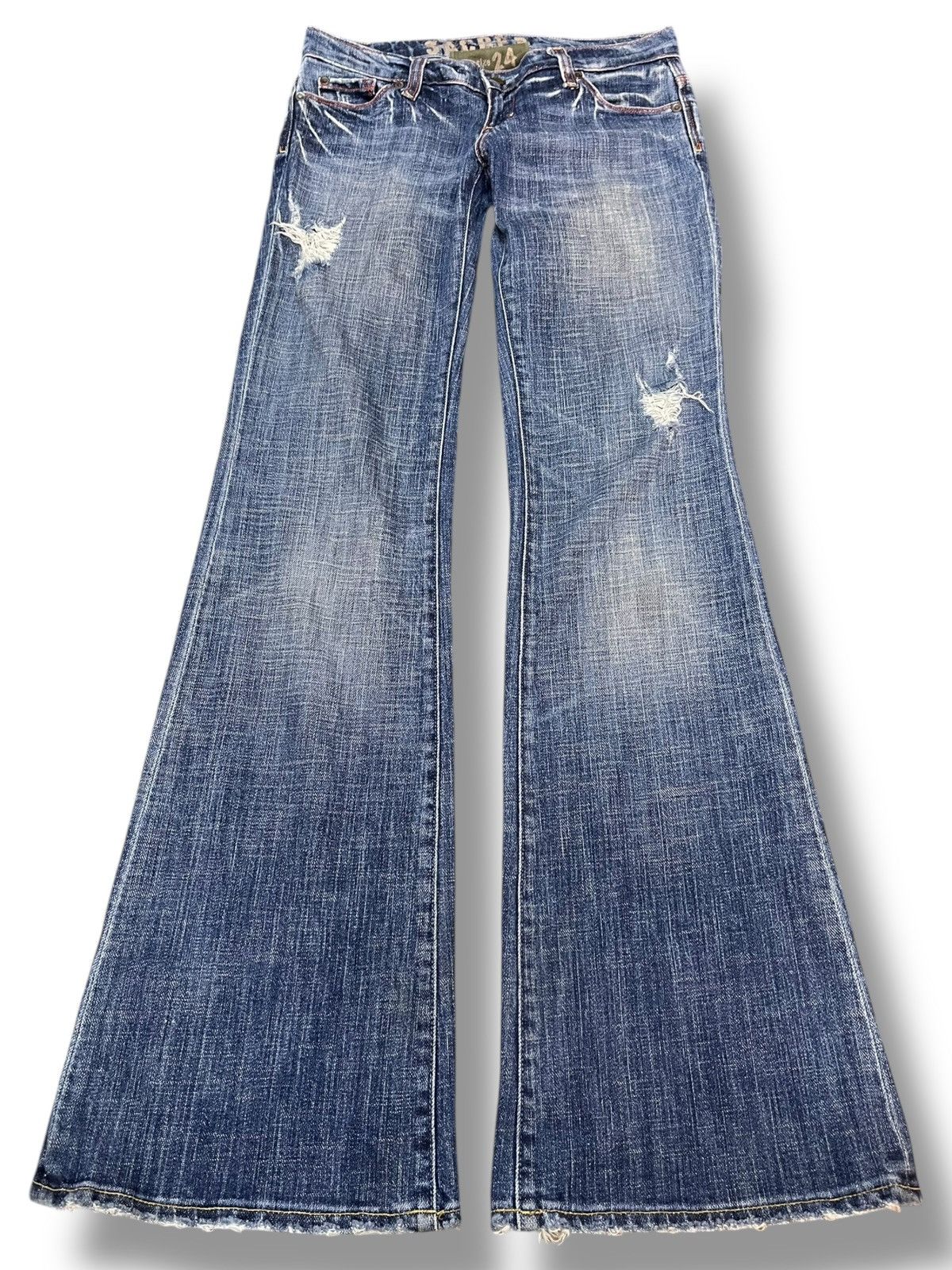 American Apparel × Who Decides War Vintage Sacred Blue Flare Bootcut Denim Size US 28 / EU 44 - 1 Thumbnail