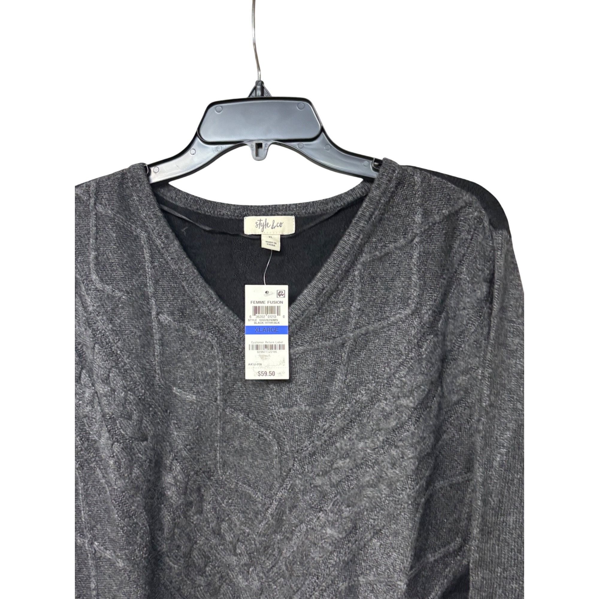 Other Style & Co Mixed Stitch Color block Sweater Tunic, Charcoal Size XL / US 12-14 / IT 48-50 - 4 Thumbnail