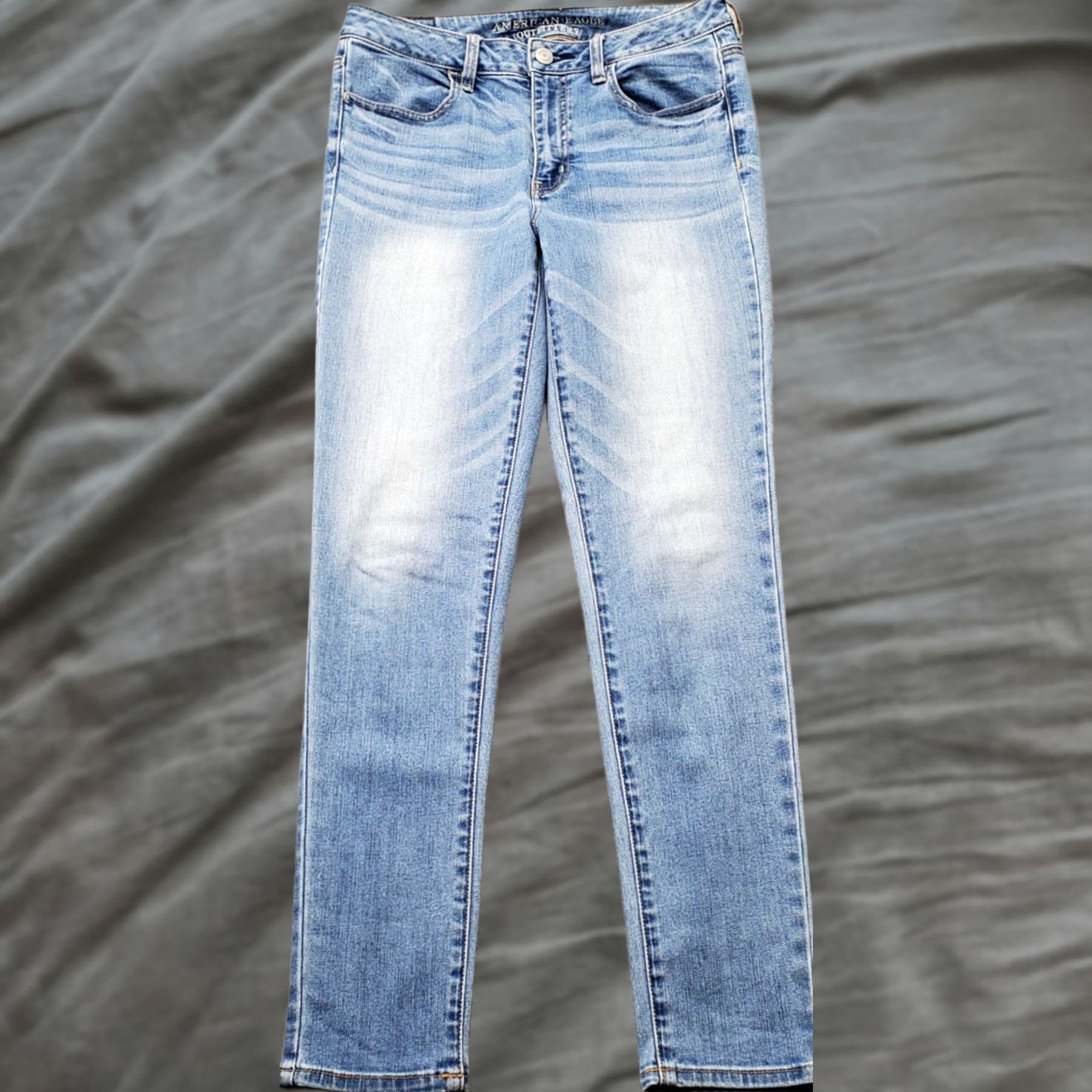 American Eagle Outfitters American Eagle Outfitters Womens 8 Blue Denim Jegging Jeans High Rise Plaid? Whiskered Size 30" / US 8 / IT 44 - 1 Thumbnail