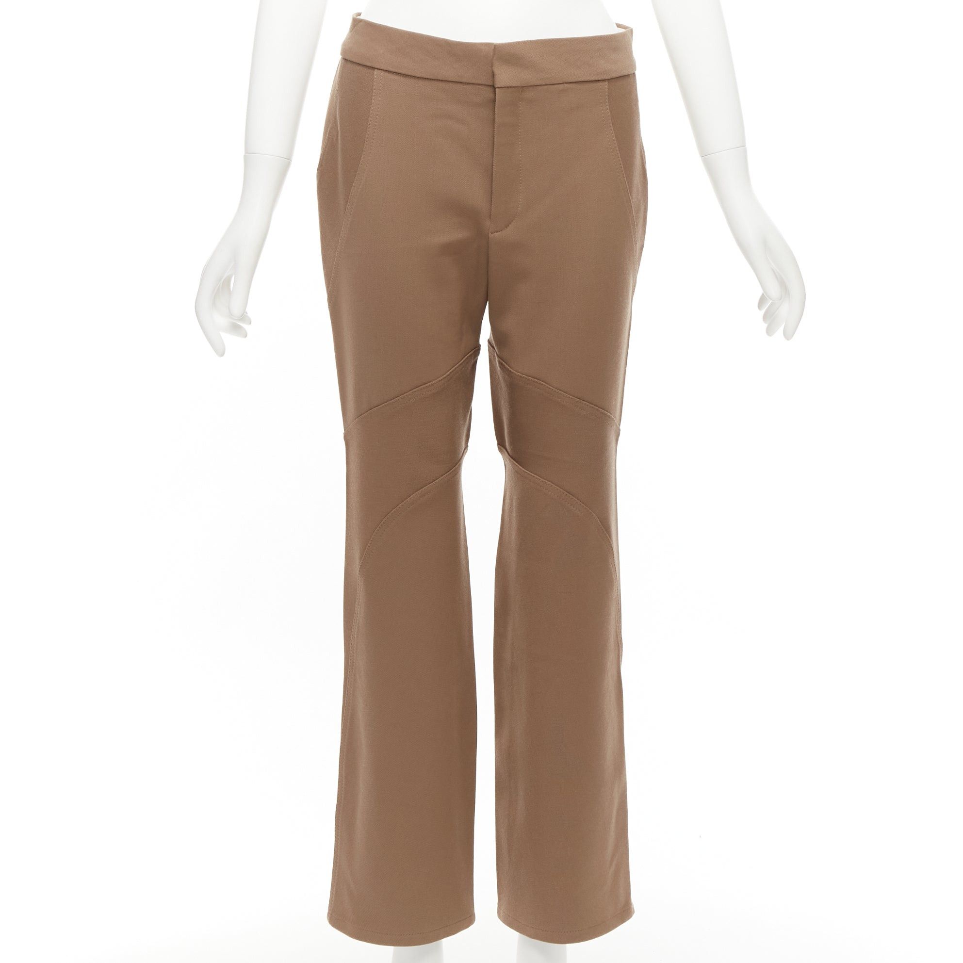 image of Marni Brown Virgin Wool Blend Curved Panelled Flared Trousers It38 Xs, Women's (Size 26)
