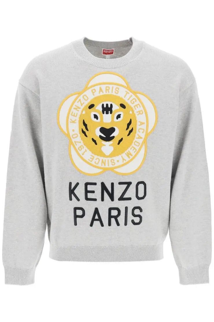 image of Kenzo O1S22I1N0324 Crew-Neck Sweater In Grey, Men's (Size Small)