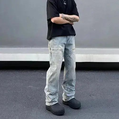Jean VIBE Street cargo loose washed jeans trousers 90’s y2k Size US 34 / EU 50 - 1 Thumbnail