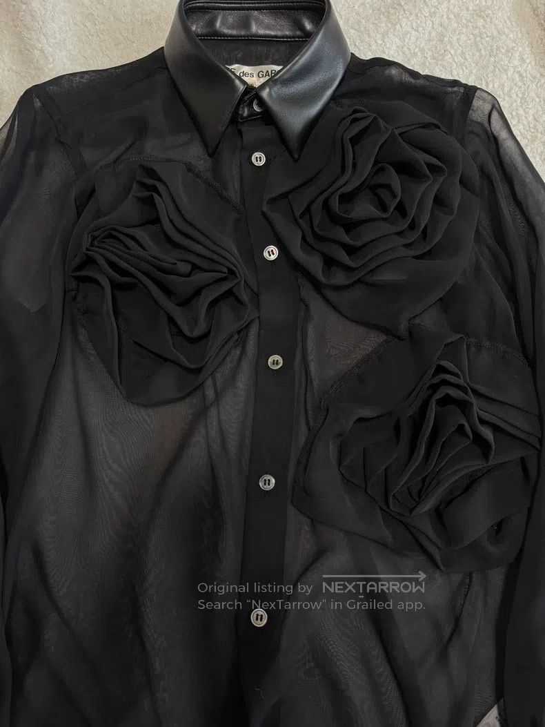 Comme des Garcons Comme des Garcons Rose floral sheer shirt Size XS / US 0-2 / IT 36-38 - 2 Thumbnail