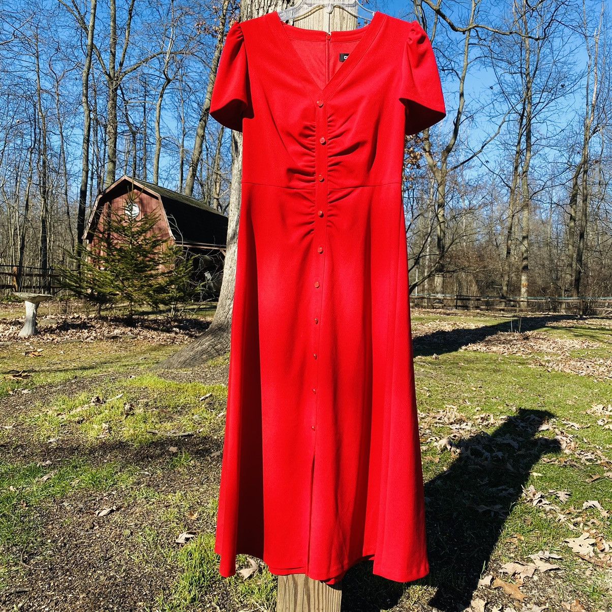 image of Dkny Size 4 Cherry Red Maxi Dress, Women's