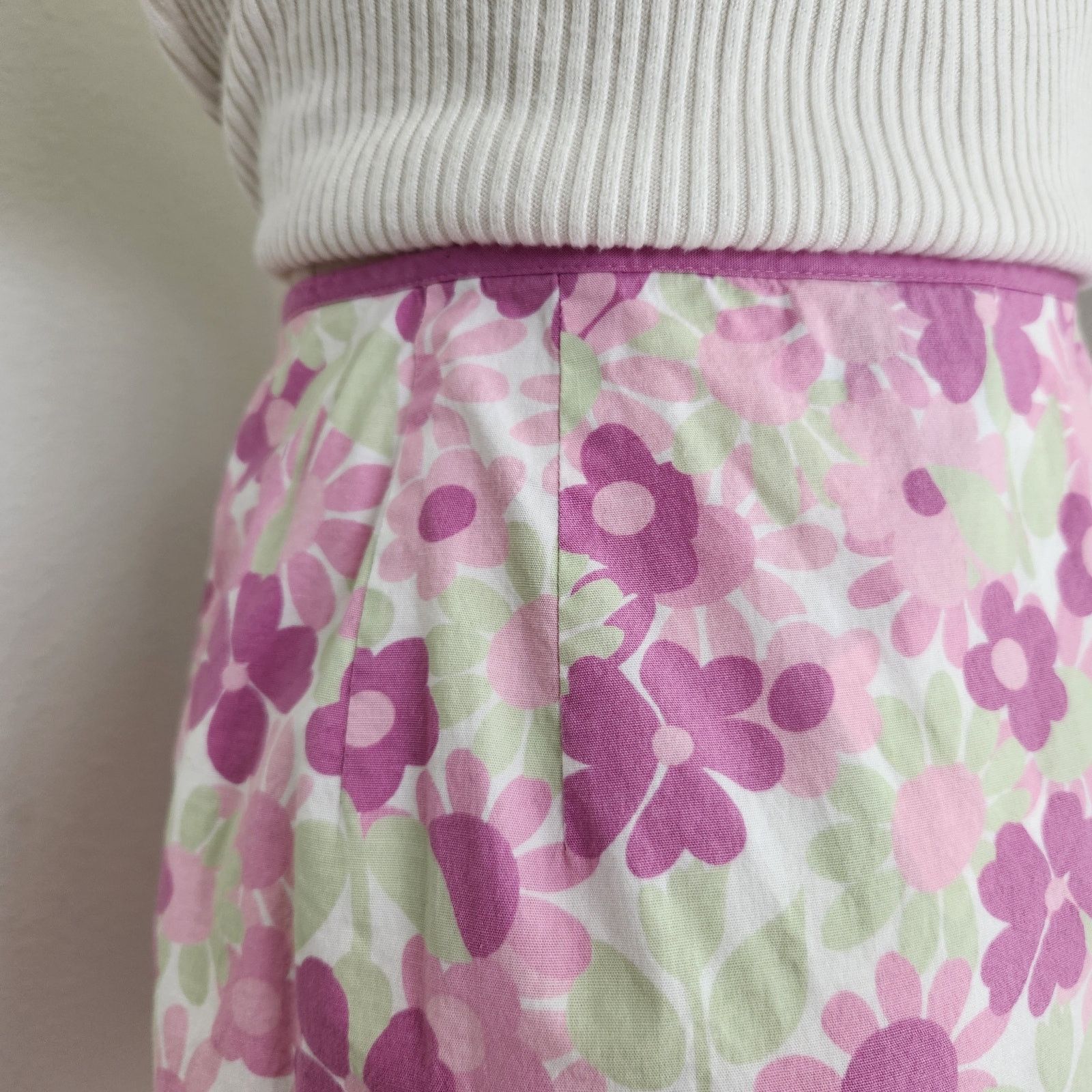 Vintage Vintage Y2K Ann Taylor Loft Pink White Wrap Mini Skirt 6 Size 26" / US 2 / IT 38 - 6 Thumbnail