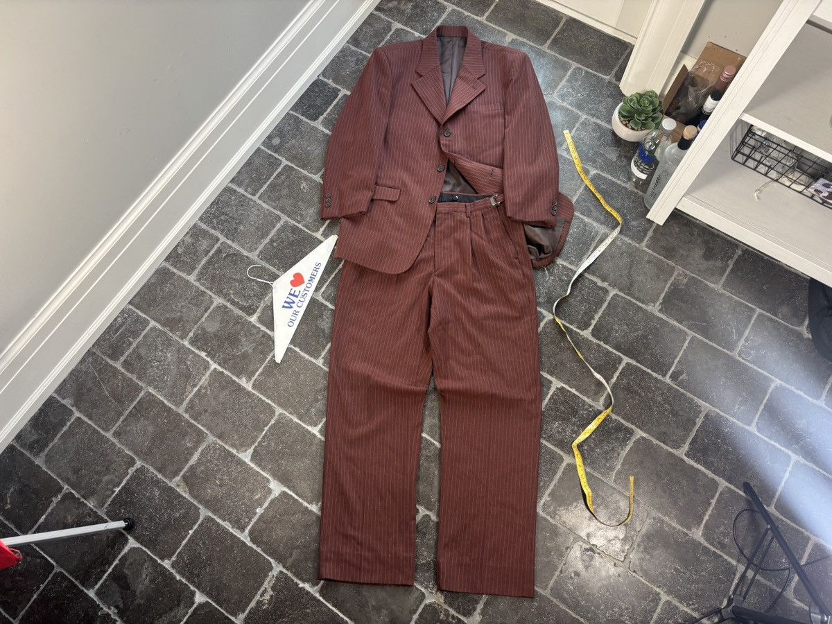 Vintage Bespoke Vintage Suit Two Piece 2pc Stripe Mobster Zoot Suit Size 44S - 22 Thumbnail