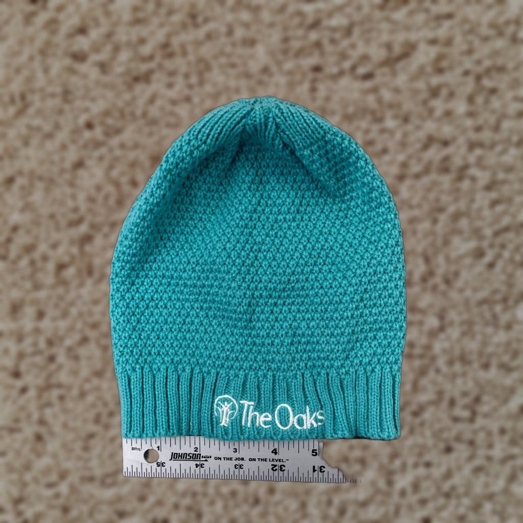 Vintage The Oaks Beanie Hat Adult One Size Turquoise Blue Knit Embroidered Acrylic Ski Beanie Unisex Mens Womens Boys Girls Fashion Ski Theme Vintage: No Size ONE SIZE - 1 Thumbnail