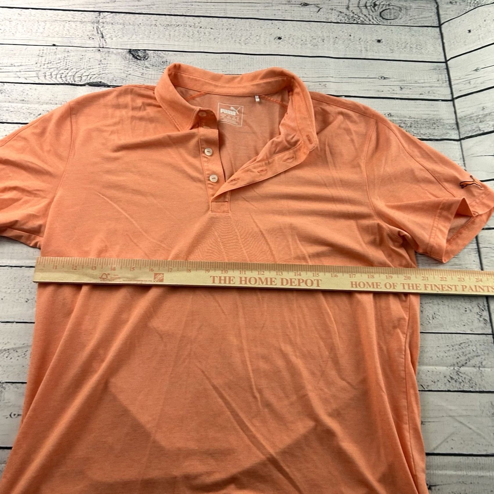 Puma PUMA Golf Short Sleeve Button Polo Shirt Men's L Orange Rickie Fowler Shirt Size US L / EU 52-54 / 3 - 5 Thumbnail