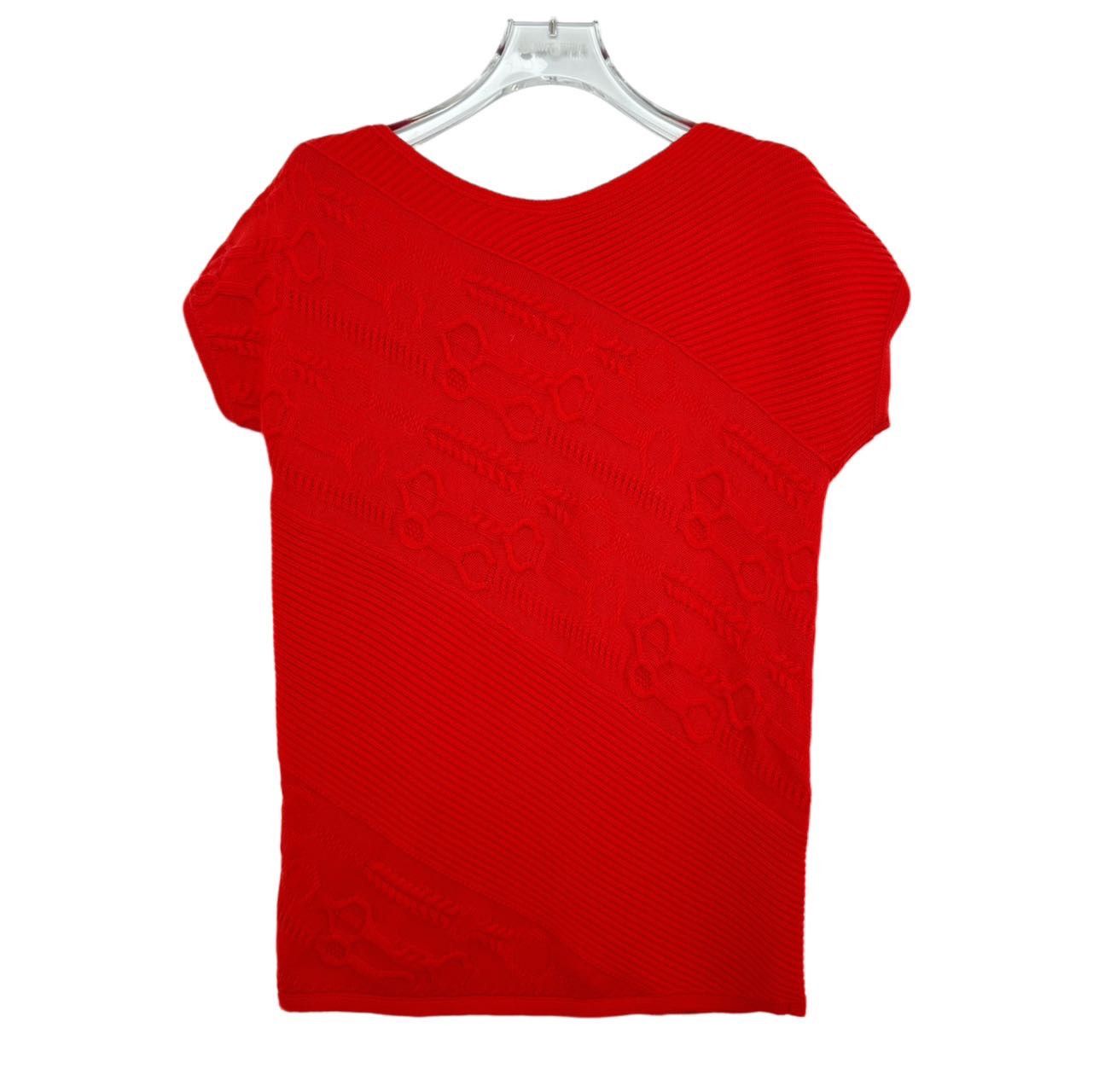 Hermes Hermes Red Jacquard Knit Short Sleeve Top K26WX Size XXS / US 00 / IT 34 - 1 Thumbnail