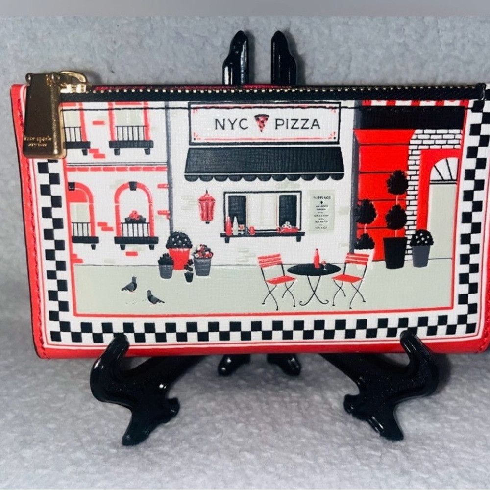 Kate Spade Kate Spade ♠️ Slice Pizza Shop 🍕Embossed Leather Small Sli Size ONE SIZE - 1 Thumbnail