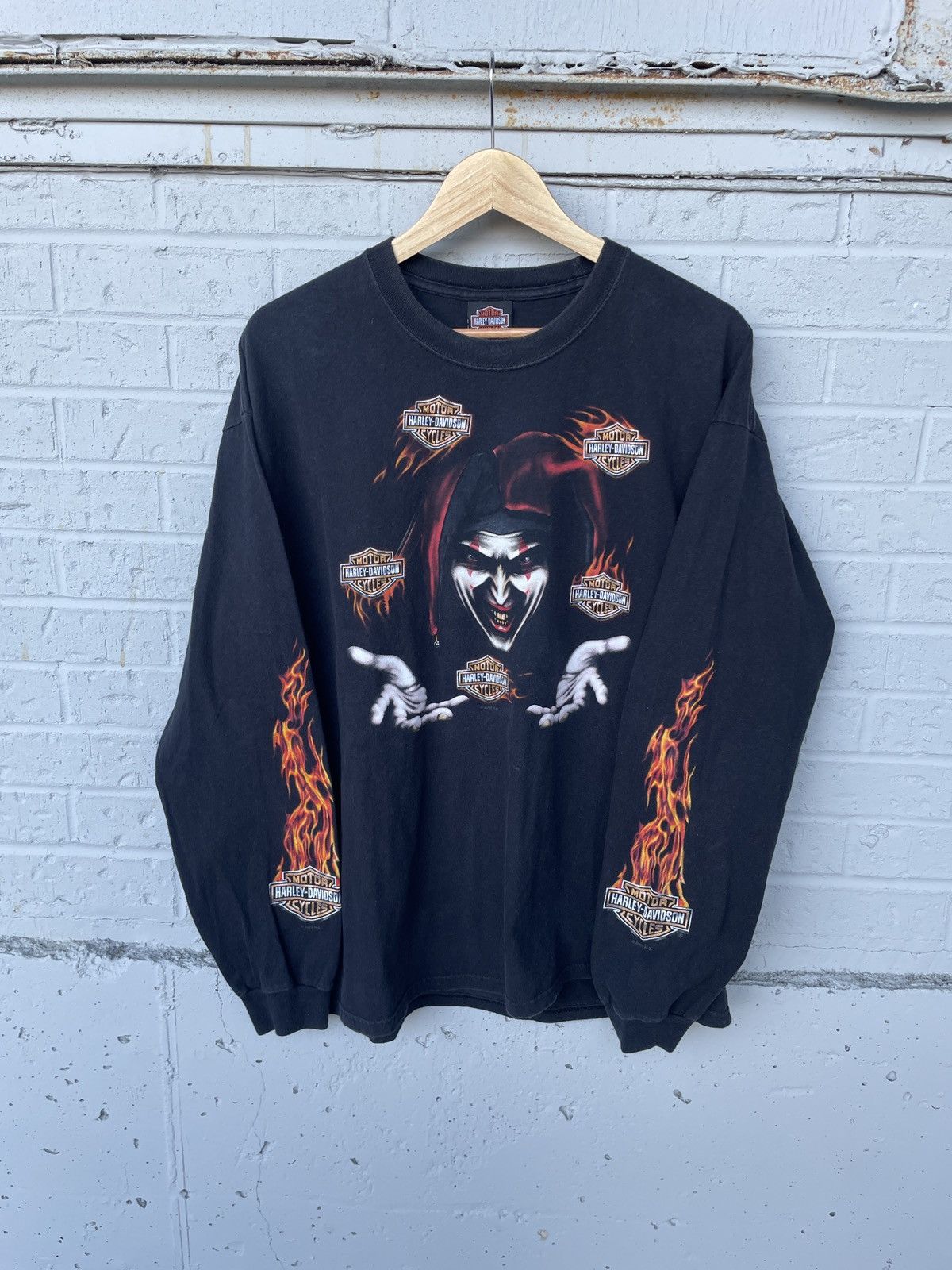 Harley Davidson Harley Davidson Clown Flaming Long Sleeve Size US XL / EU 56 / 4 - 11 Thumbnail