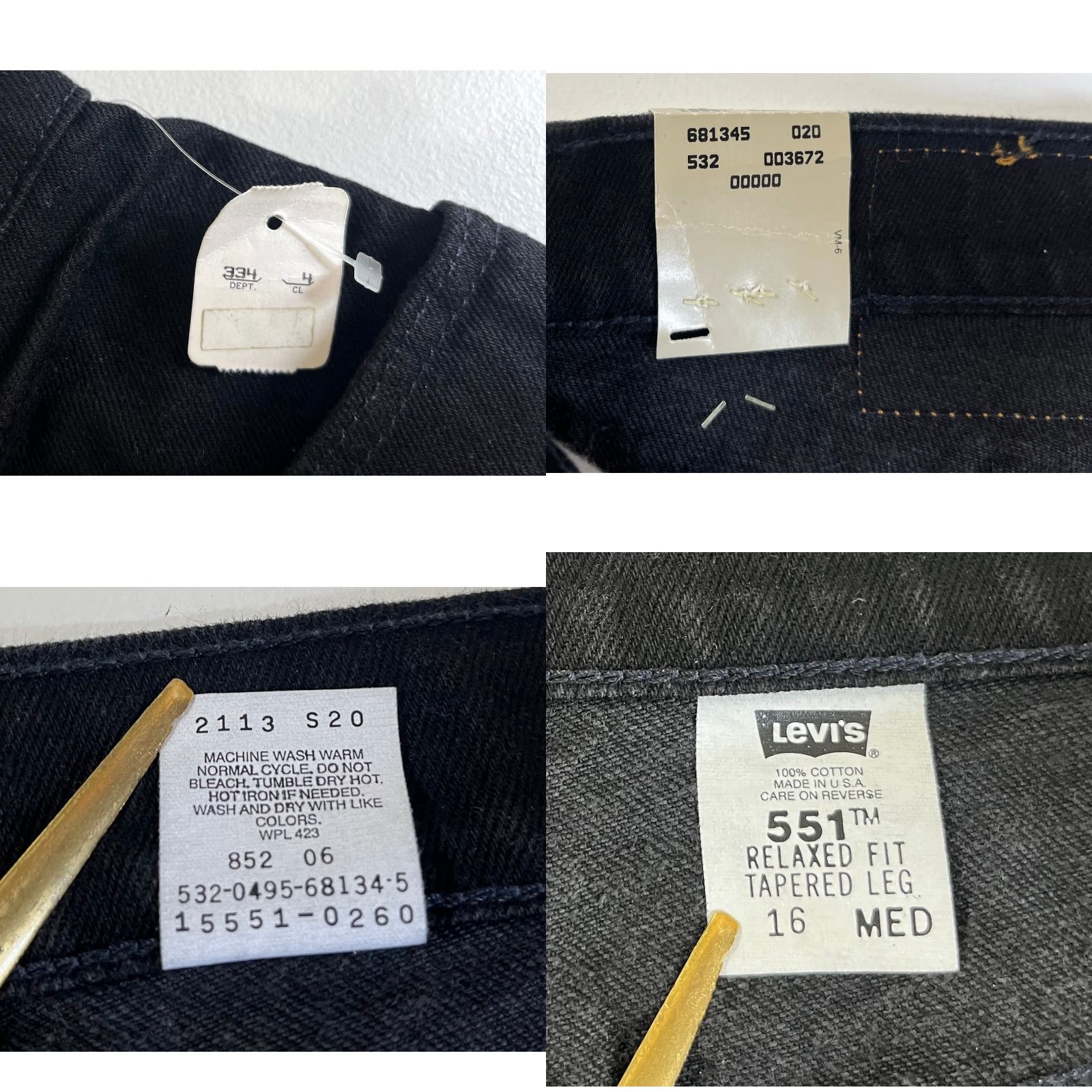 Levi's VINTAGE Levi's 551 Jeans Women’s Black 16 90s Relaxed Tapered Leg Denim 100% Cotton USA Mens Women Girls Size 38" / US 16 / IT 52 - 8 Thumbnail