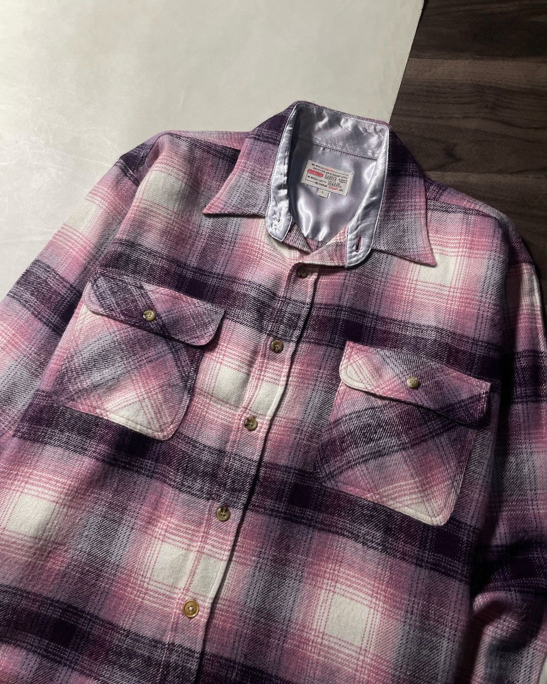 Japanese Brand Flannel Shirt Wool Veterano HARVEY SHARAY Size L fit XL Size US L / EU 52-54 / 3 - 3 Thumbnail