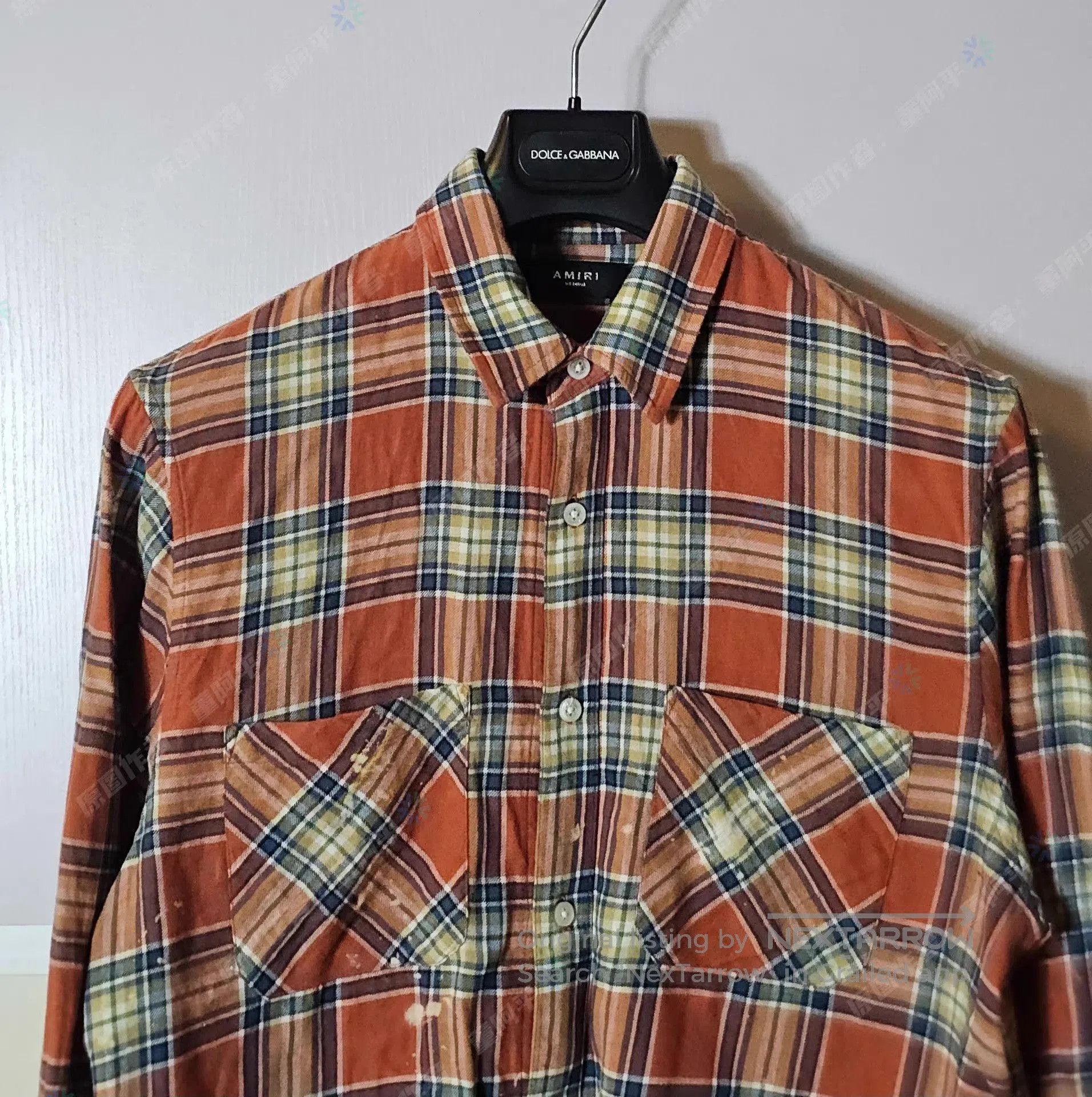 Amiri Multi Plaid Distressed Long Sleeve Button. Size US M / EU 48-50 / 2 - 3 Thumbnail