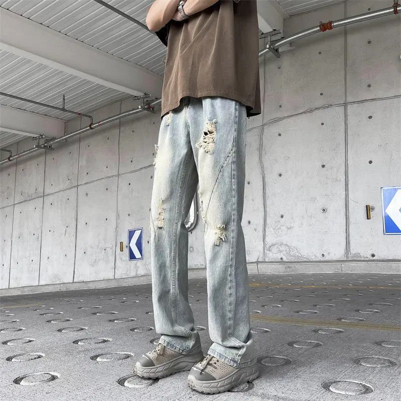 Japanese Brand × Jean Retro loose wide leg casual ripped jeans Size US 30 / EU 46 - 4 Thumbnail
