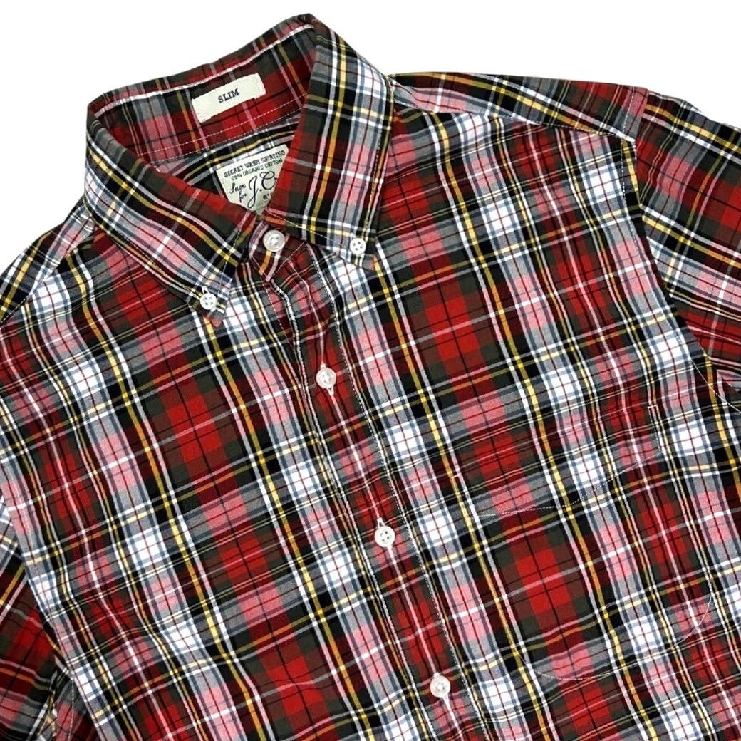 J.Crew J.CREW Shirt Mens XS Red Slim Secret Wash Stretch Organic Cotton Plaid Size US XS / EU 42 / 0 - 2 Thumbnail