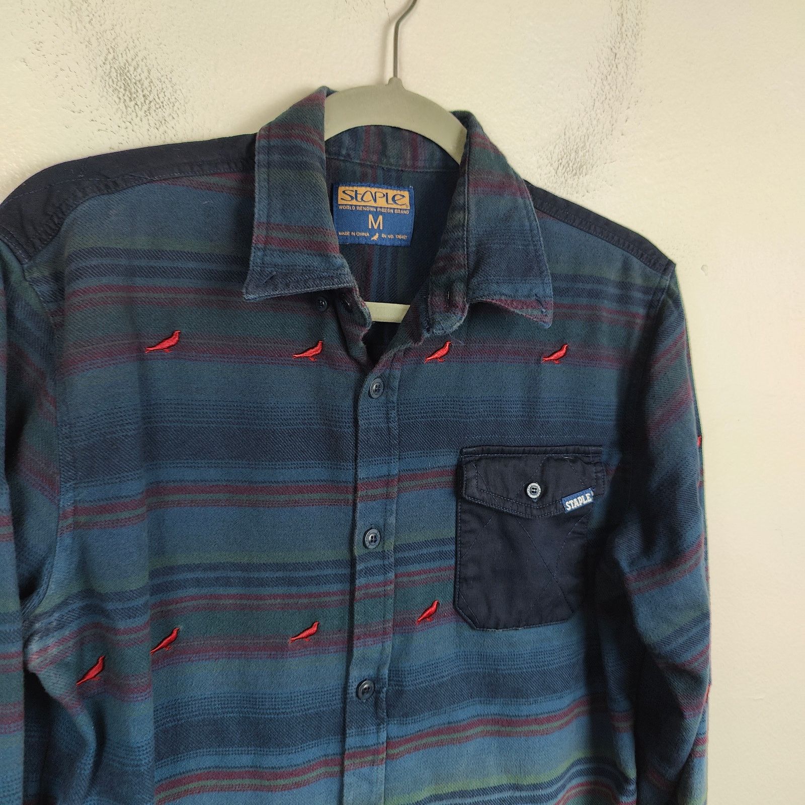 Staple Staple Andres Dip Button Up Shirt Mens Medium Pigeon Size US M / EU 48-50 / 2 - 2 Thumbnail