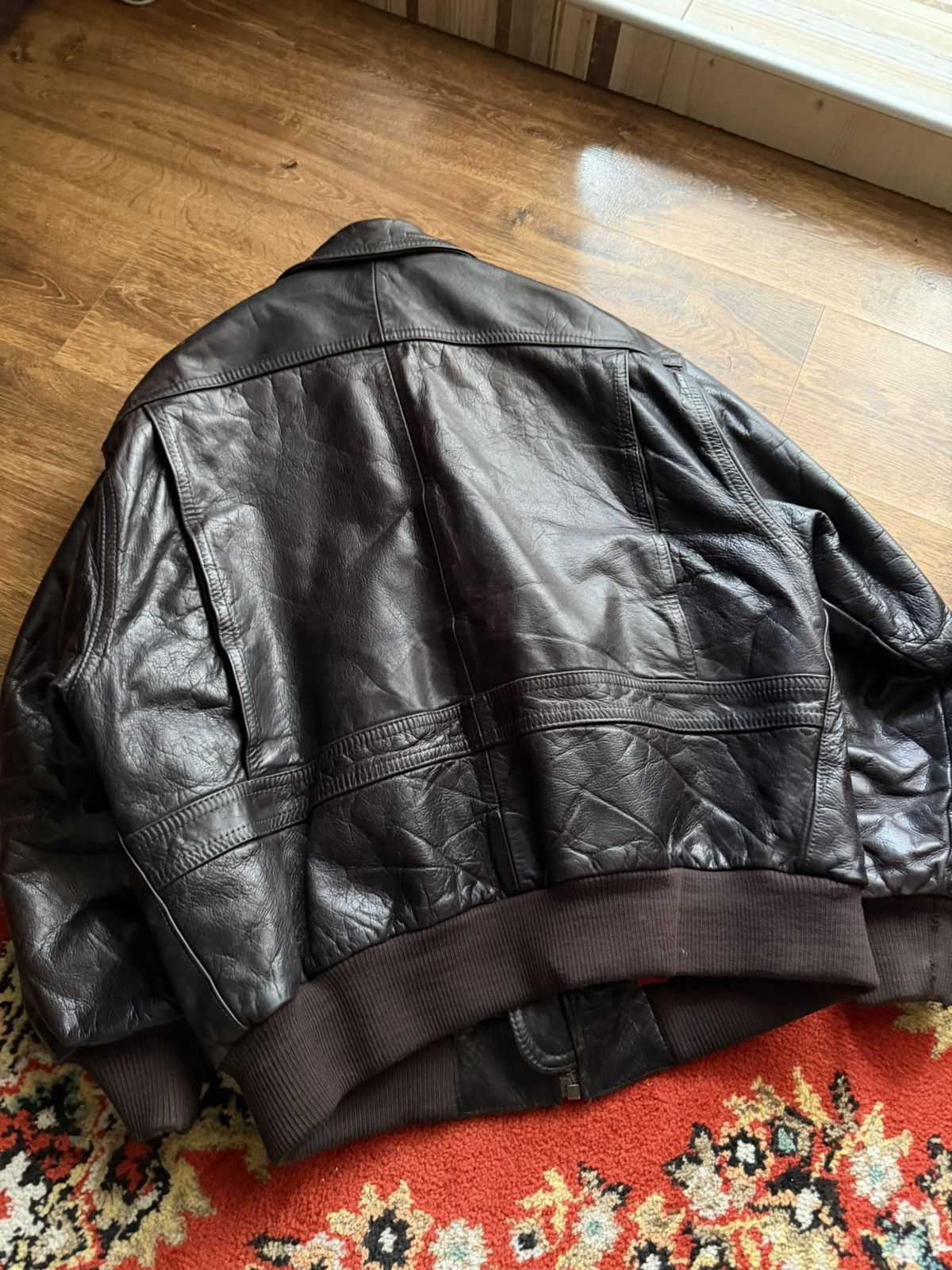Other Vintage Y2K Black Bomber Leather Jacket Boxy Utility Size US L / EU 52-54 / 3 - 15 Thumbnail