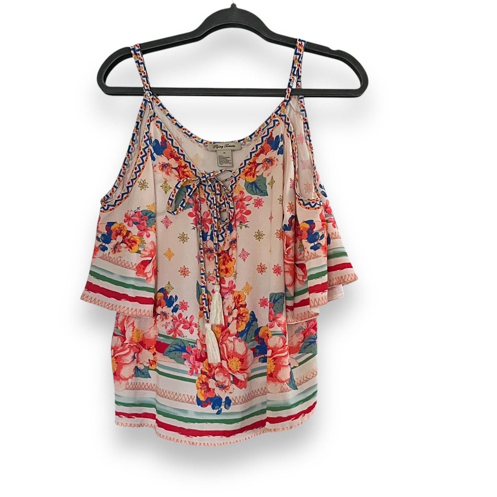 Other Flying Tomato boho summer floral cold shoulder cutouts top Size M / US 6-8 / IT 42-44 - 3 Thumbnail