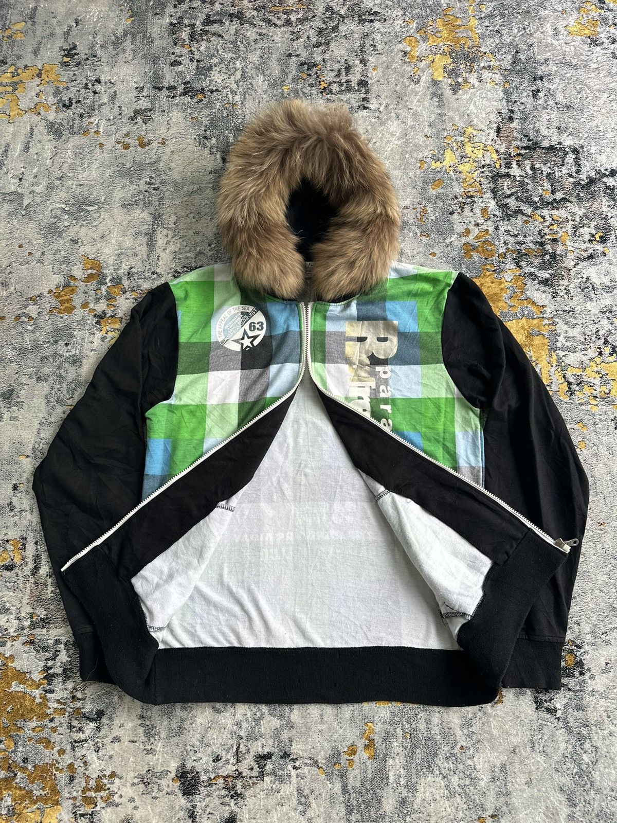 Beauty Beast VACHE PLAID FUR ZIPHOODIE NICE DESIGN IFSIXWASNINE LGB STYLE Size US L / EU 52-54 / 3 - 6 Thumbnail