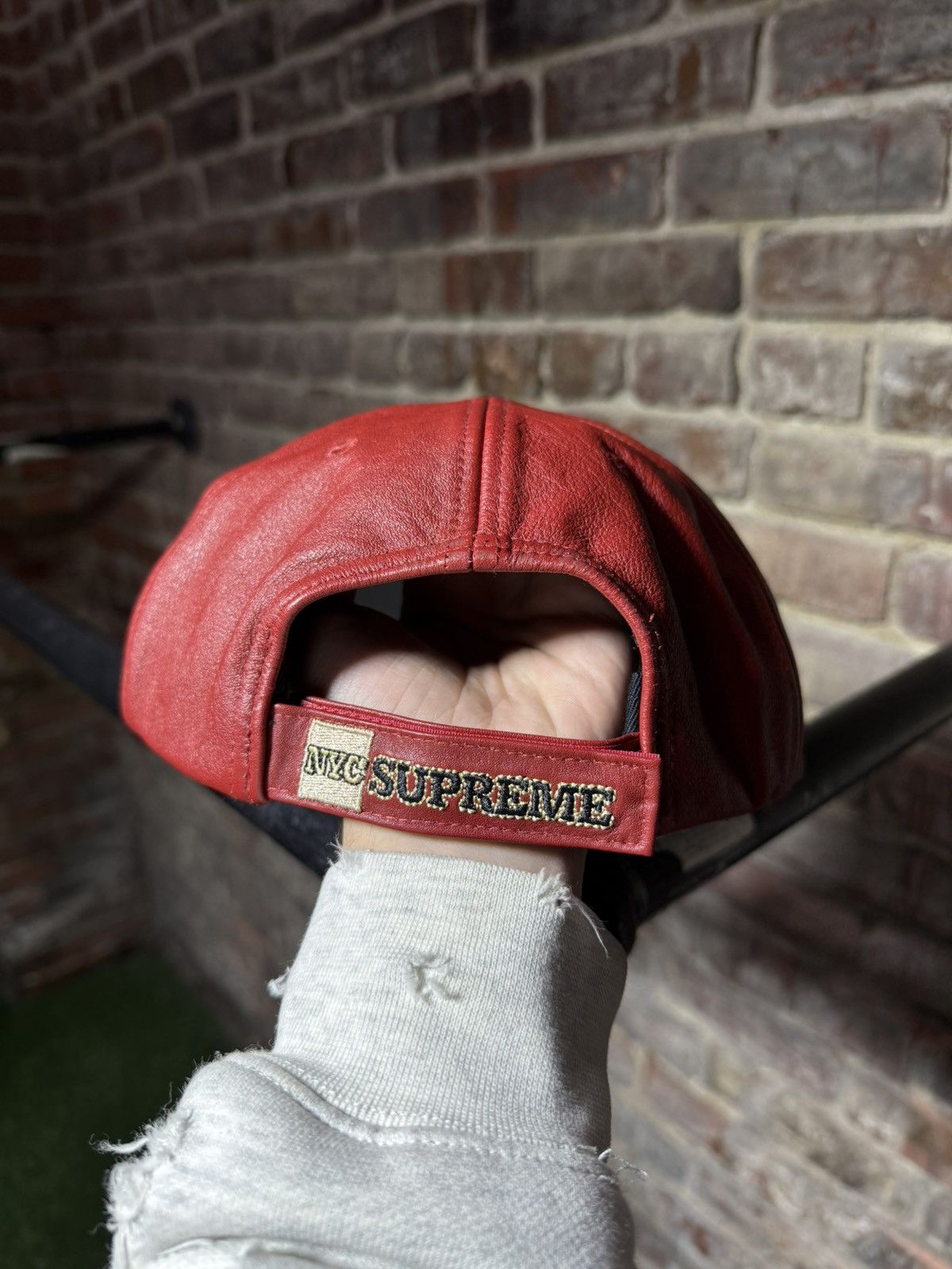 Supreme Supreme New York Red Leather 6-Panel Hat | Grailed