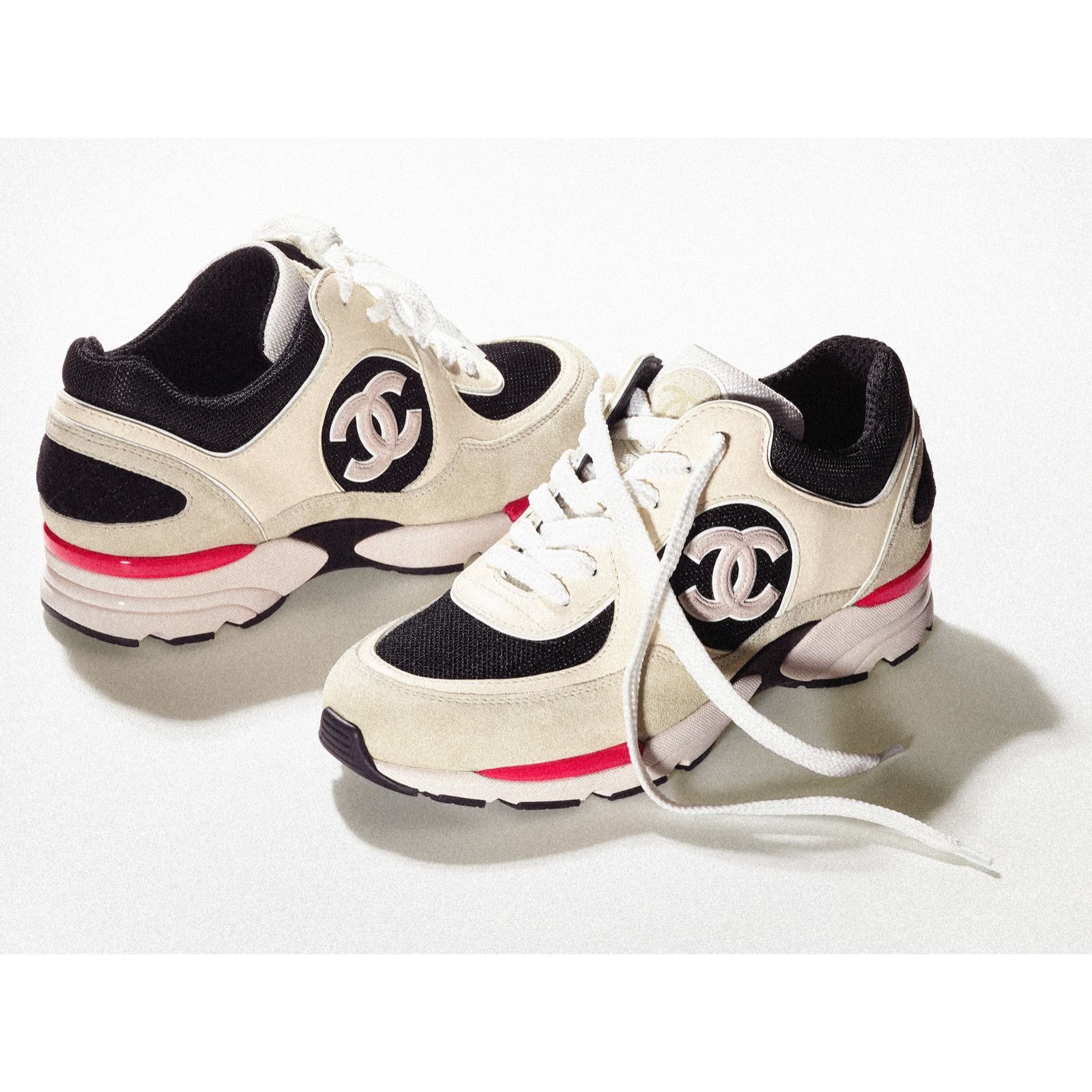 Chanel Chanel 22S Ivory Red Mesh CC Logo Tie Flat Runner Sneaker 41 Size US 11 / IT 41 - 3 Thumbnail