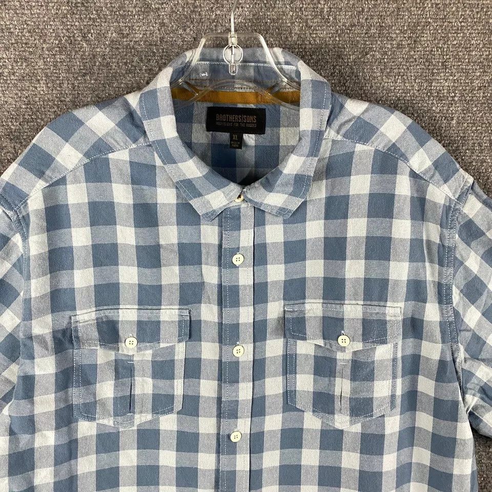 Other Brothers/Sons Shirt Men's XL Blue Check Button Up Size US XL / EU 56 / 4 - 2 Thumbnail