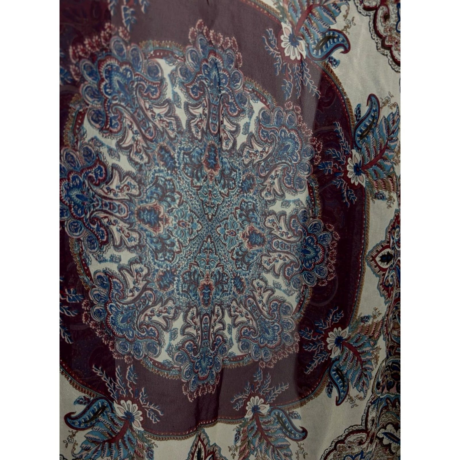 Layer 8 UMGEE Burgundy Floral Kimono Womens S Kimono Lightweight Open Boho Casual Color Red Size S / US 4 / IT 40 - 6 Thumbnail