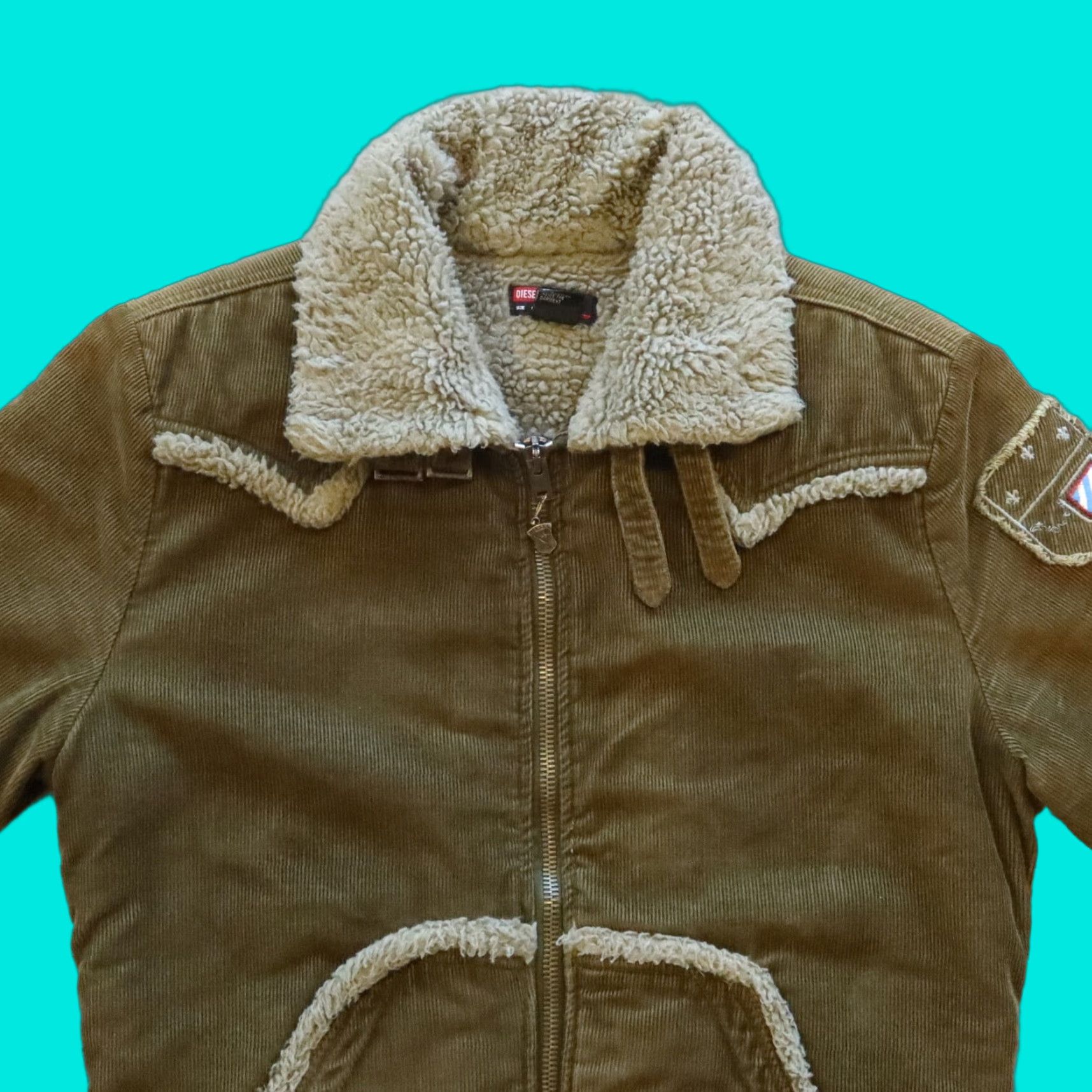 Diesel VINTAGE 90s Diesel Corduroy Pile Fleece Lined Jacket Size US M / EU 48-50 / 2 - 1 Thumbnail