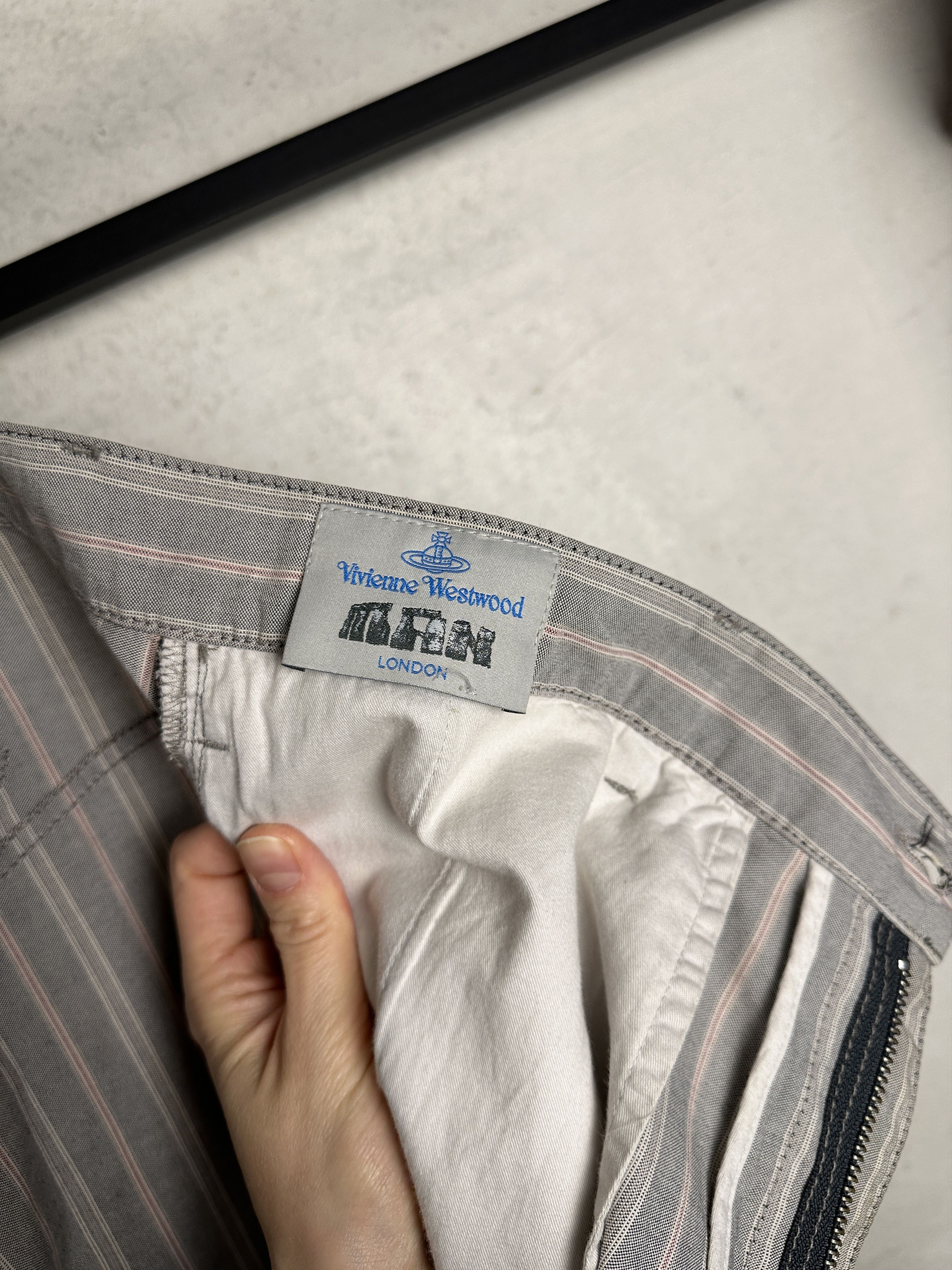 Vivenne Westwood Man High Waist Grey Striped Pants
