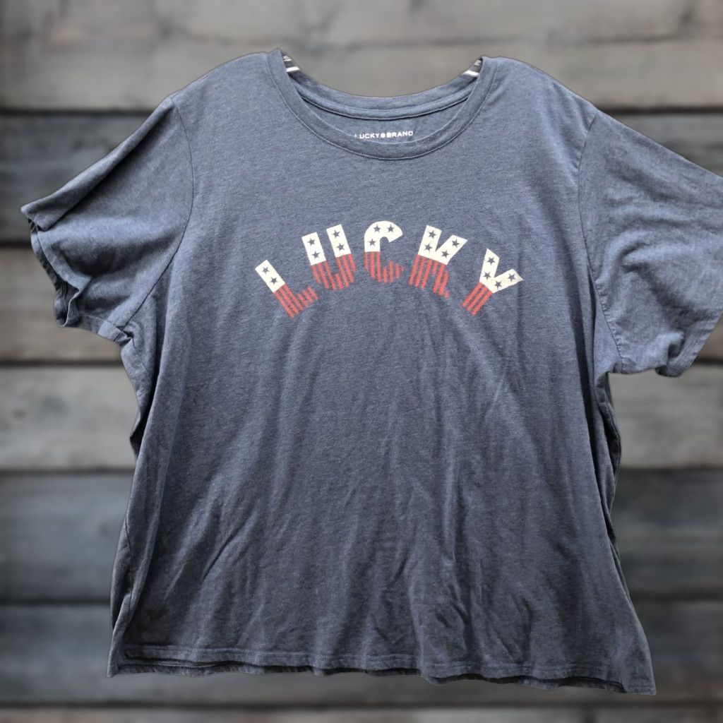 Lucky Brand Lucky Brand Lucky Graphic T Shirt Womens 2X Blue Short Sleeve Crewneck Tee Size XXL / US 16-18 / IT 52-54 - 1 Thumbnail