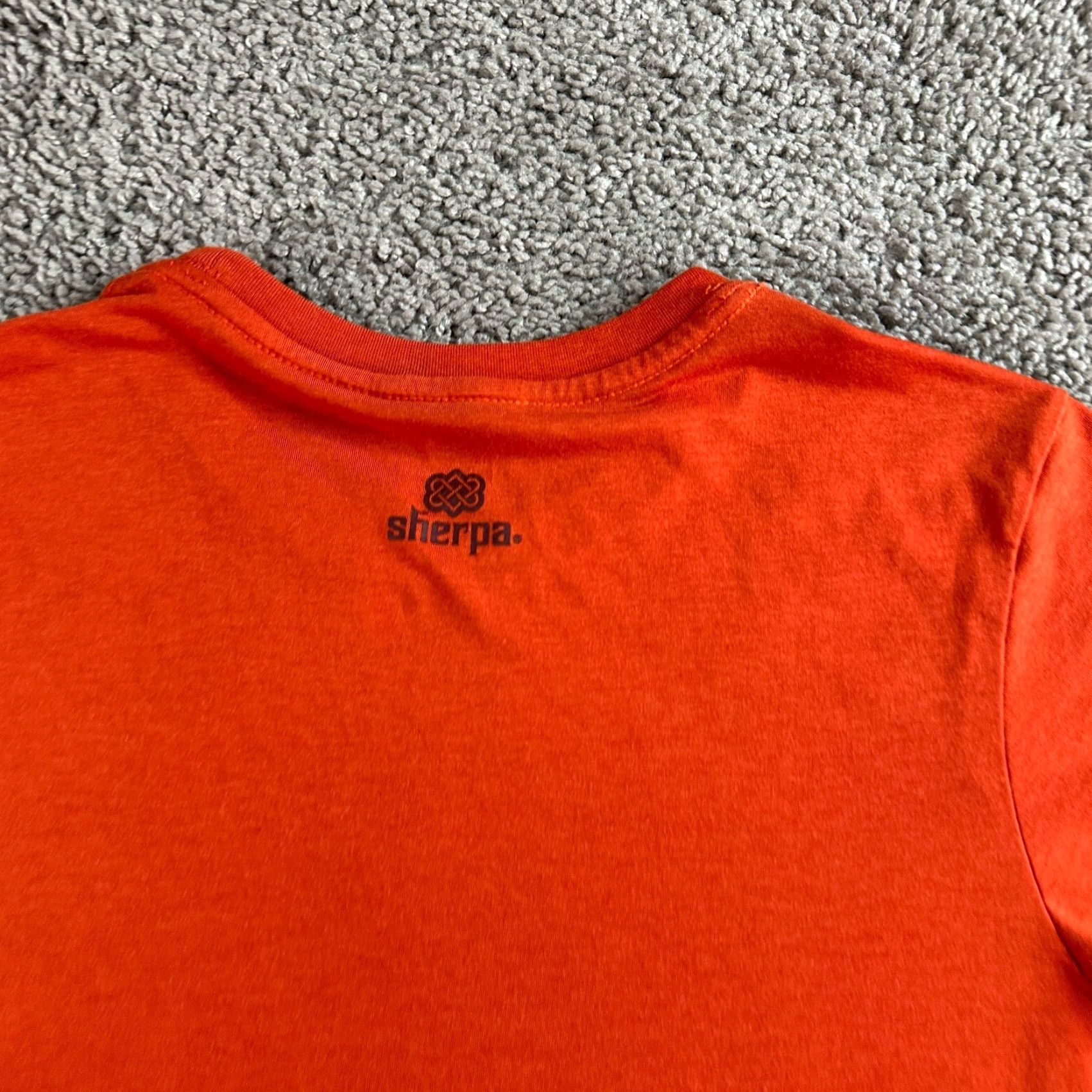 Vintage Sherpa Shirt Mens Small Orange Kathmandu Nepal Short Sleeve Graphic Print Logo Crew Neck T-Shirt Size US S / EU 44-46 / 1 - 7 Thumbnail