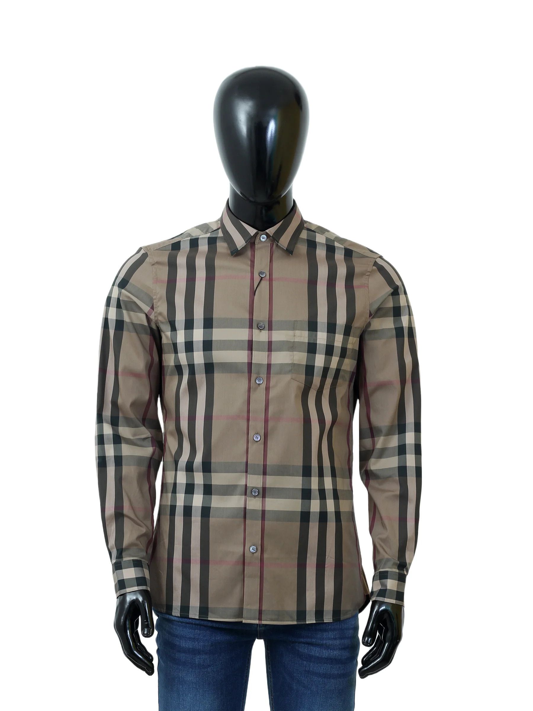 image of Burberry O1Srvl11E0524 Long Sleeve Check Cotton Shirt In Multicolor, Men's (Size Large)