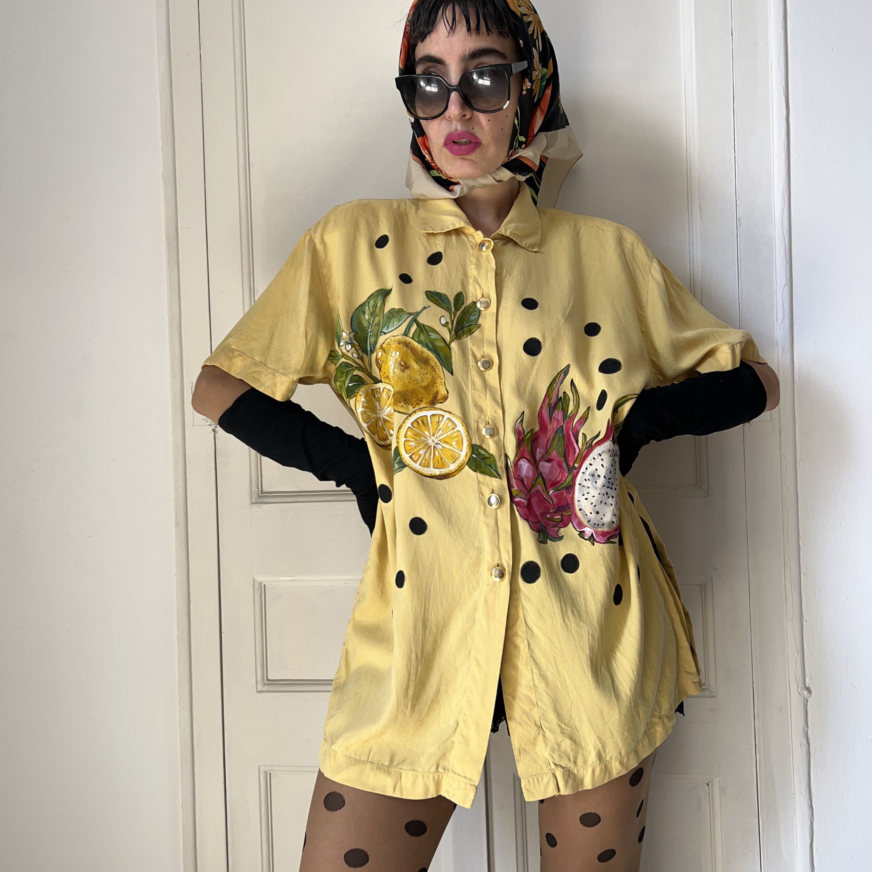 Escada Hand Painted Escada Reworked Fruits Polka Dots Blouse Size M / US 6-8 / IT 42-44 - 4 Thumbnail
